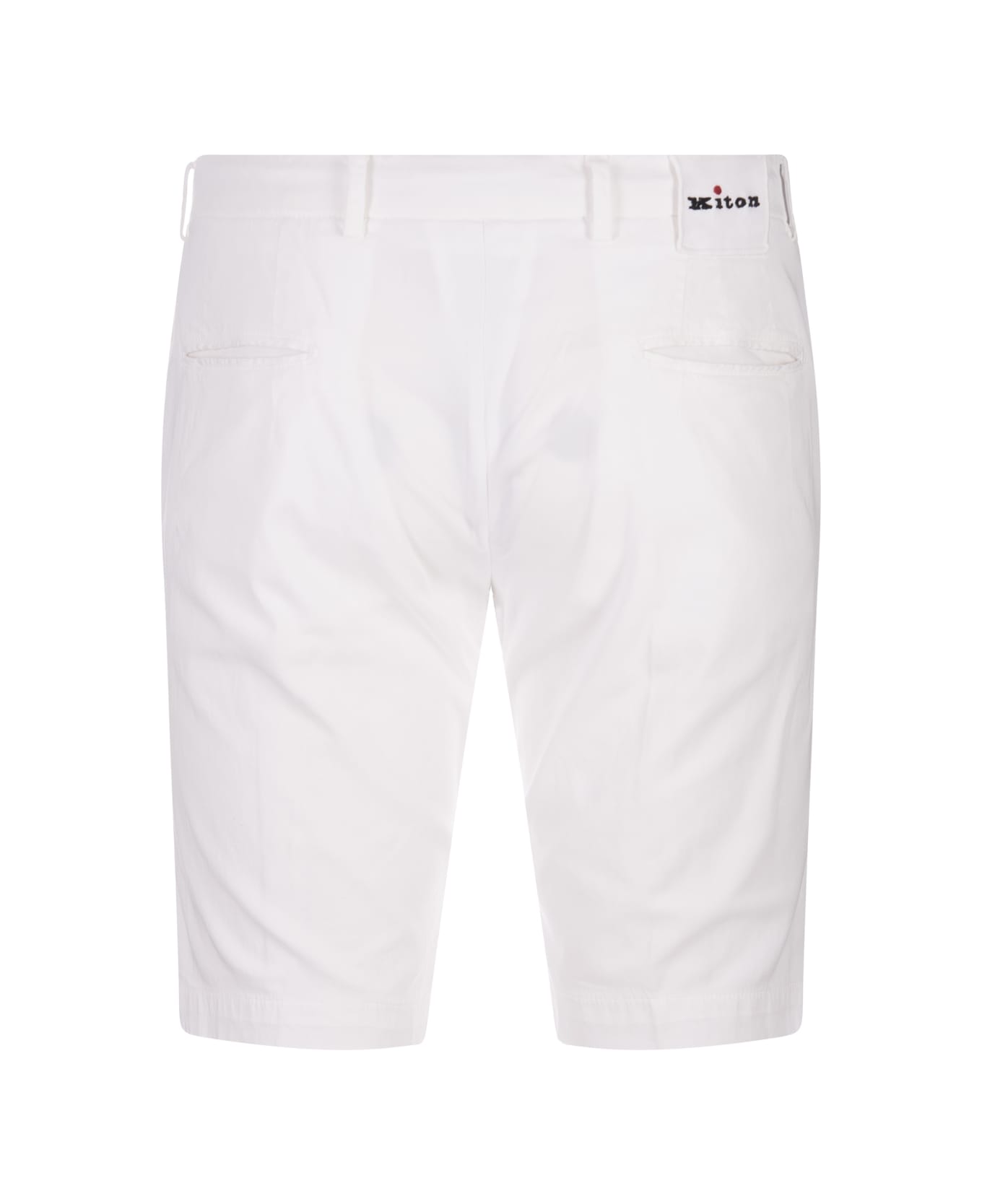 Kiton White Bermuda Shorts With Drawstring - White