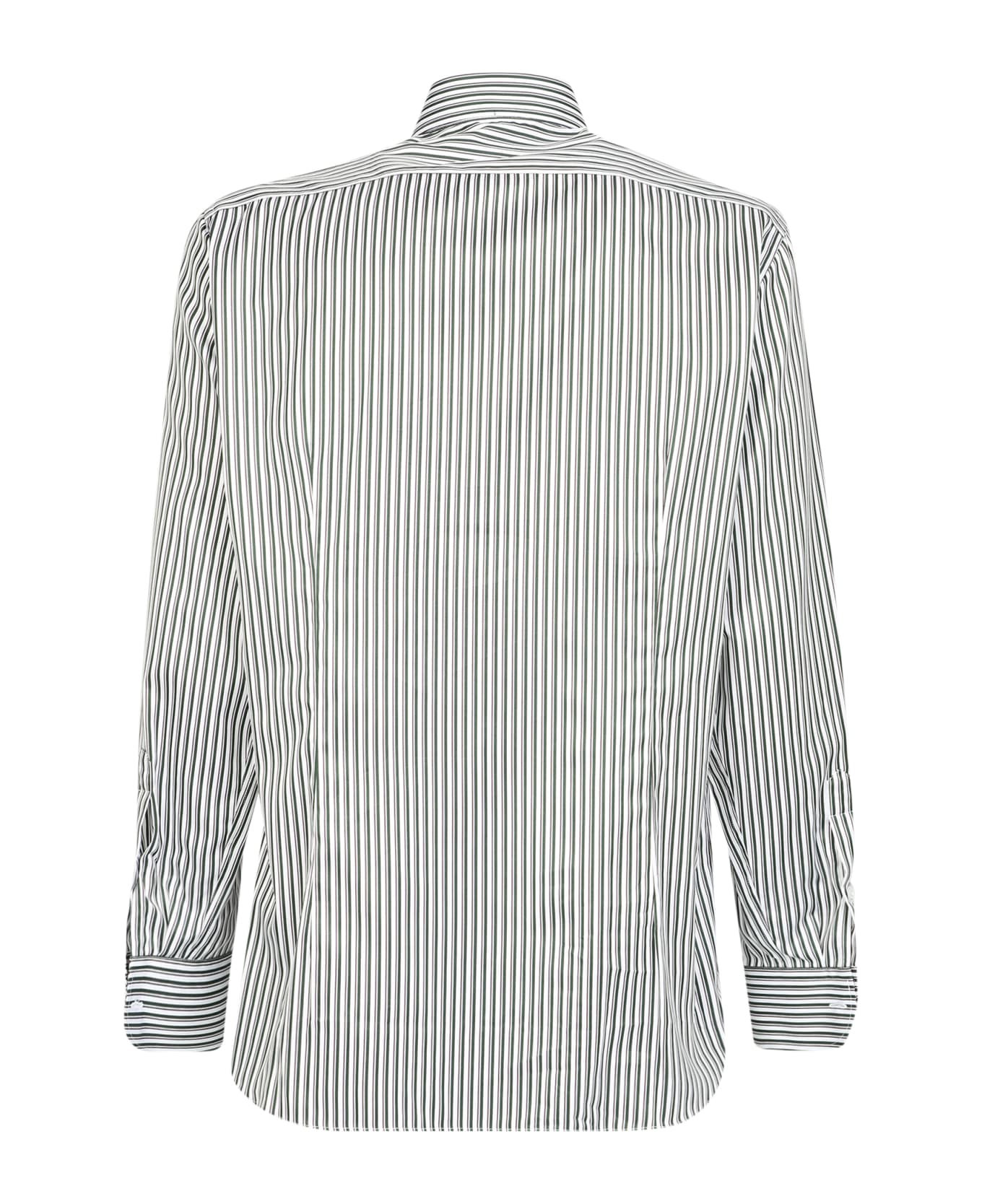 Lardini Striped Print Shirt Green And White - White シャツ