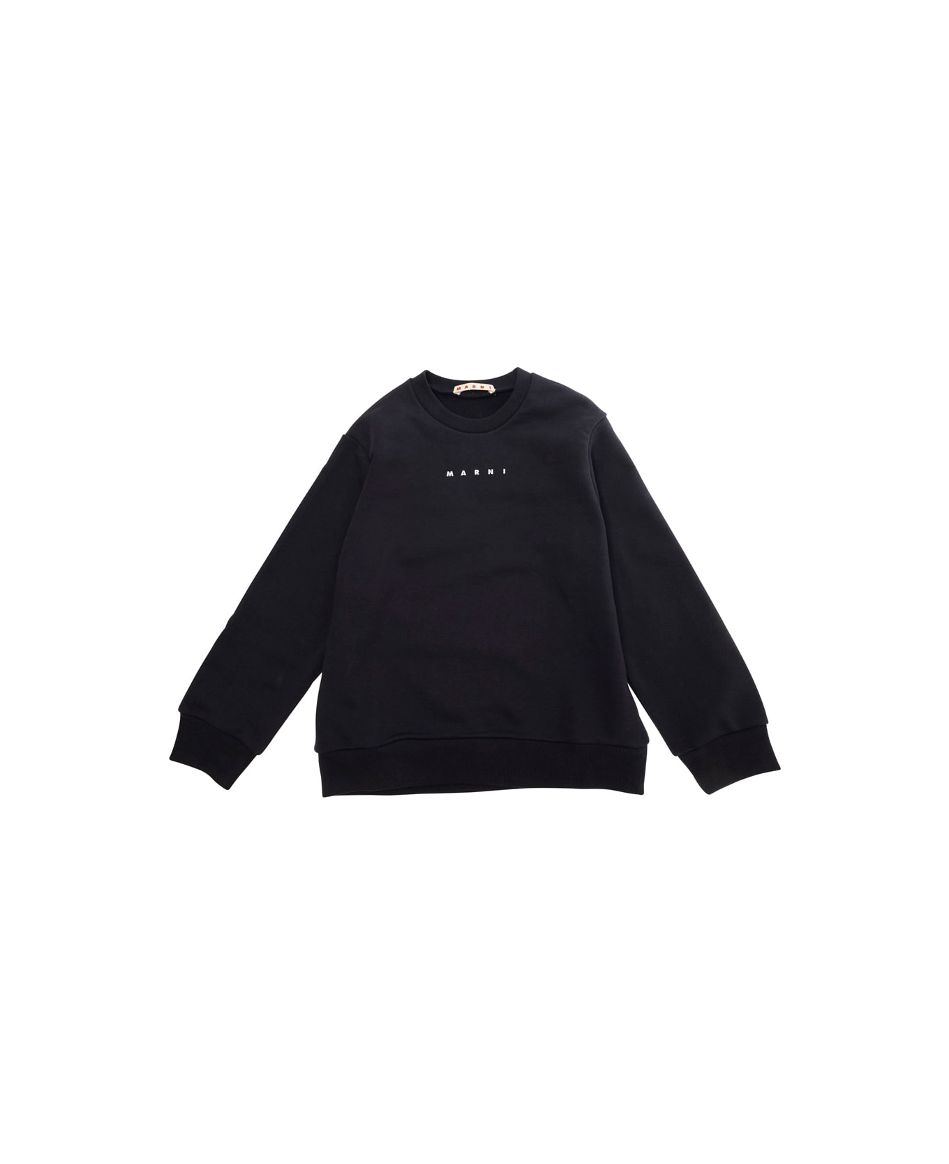 Marni Blue Crewneck Sweatshirt With Front Logo Print In Cotton Boy - Blu
