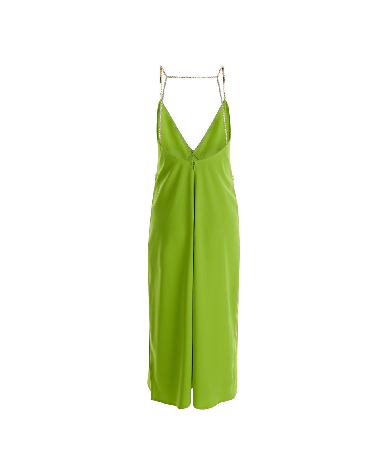 Liu-Jo Avocado Green Midi Dress With Rhinestone Straps In Crepe Fabric Woman Liu-Jo - GREEN