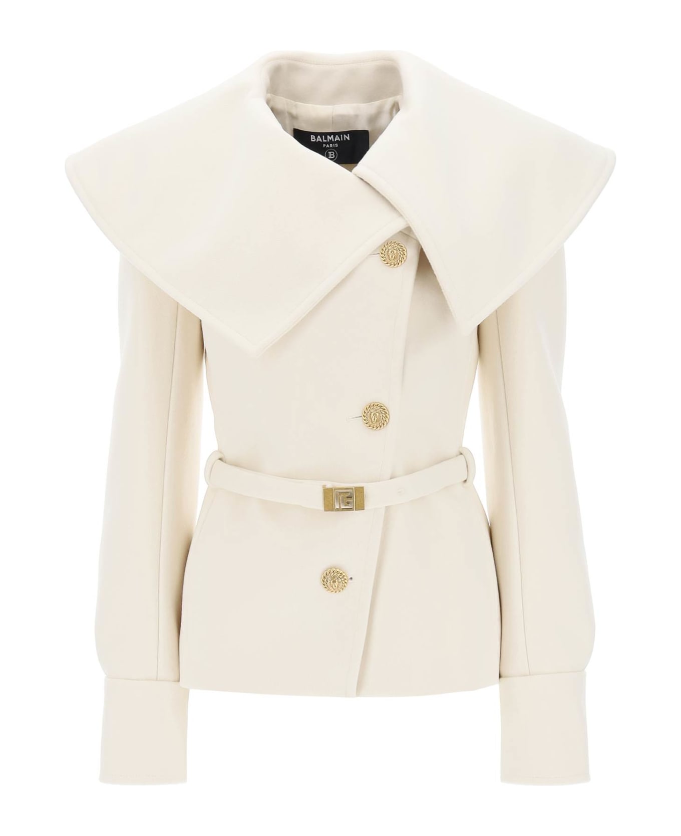 Balmain Belted Double-breasted Peacoat - BLANC (White) コート