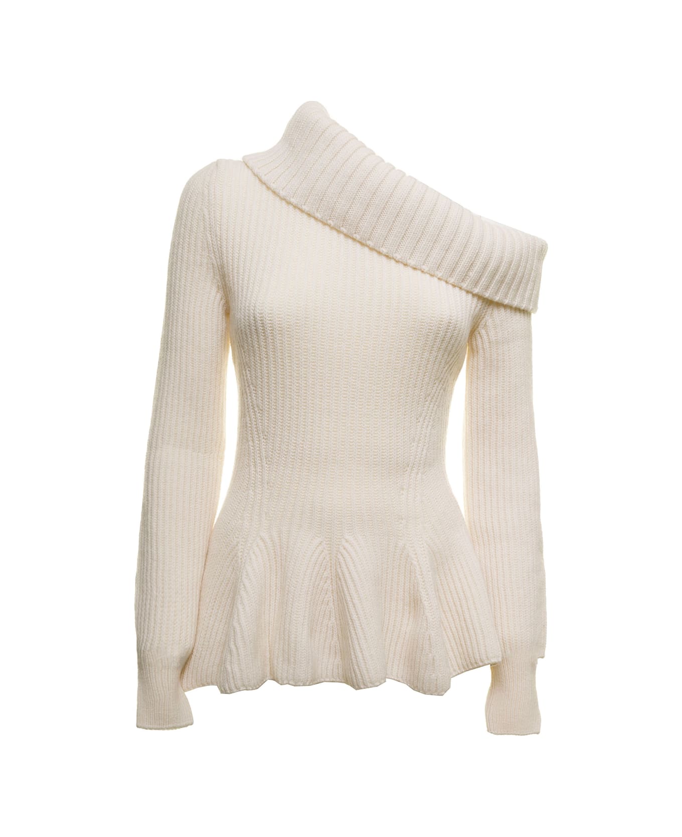 Alexander McQueen One Shoulder Wool And Cashmere Sweater Alexander Mcqueen Woman - White