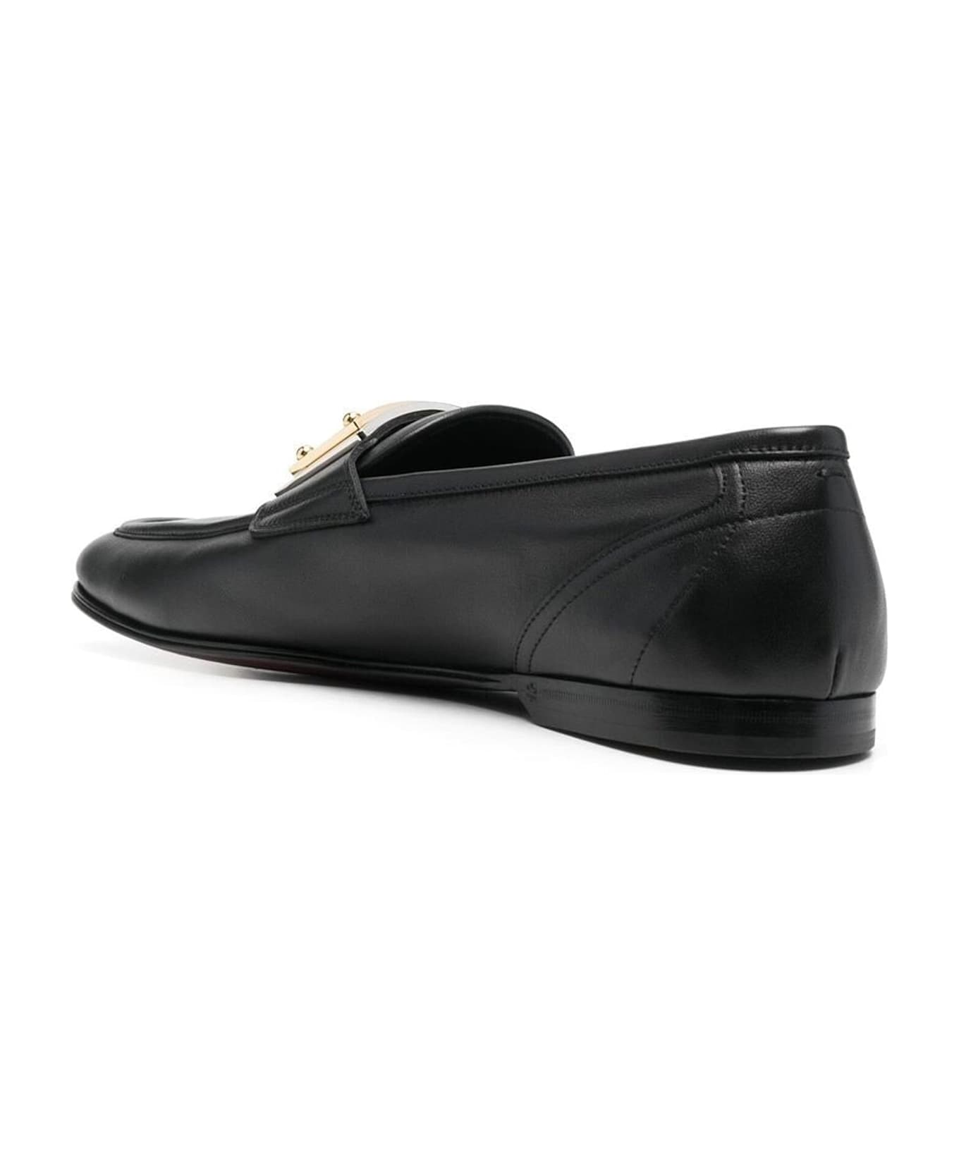 Dolce & Gabbana Leather Logo Loafers - Black