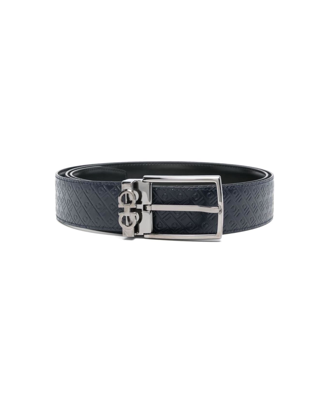 Ferragamo Logo Plaque Buckled Belt - BLUE