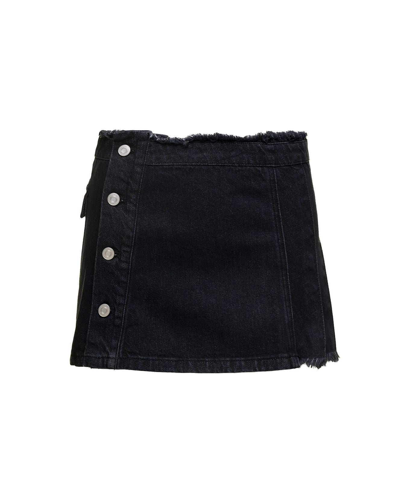 Andersson Bell Black Denim Pleated Mini Skirt Arron In Cotton Woman - Black スカート