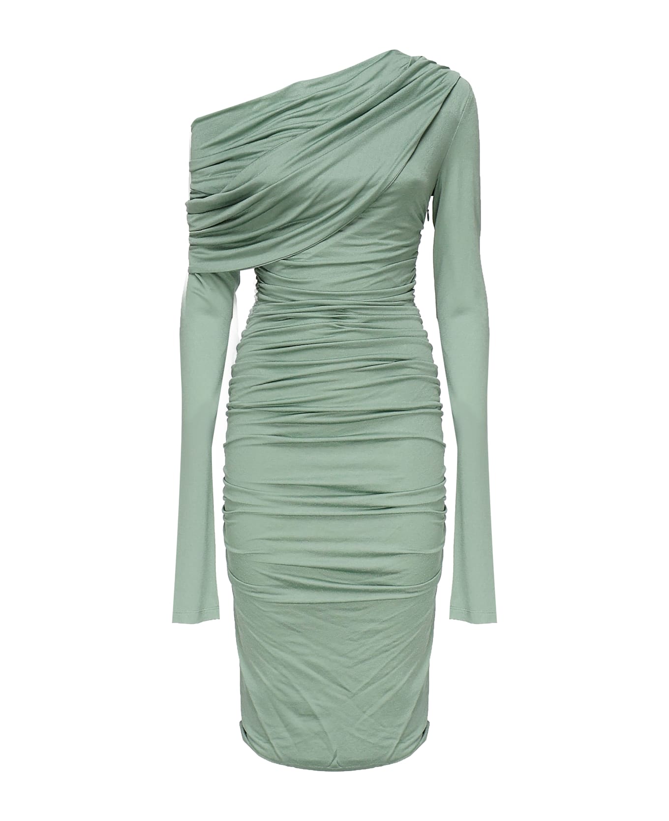 Blumarine Jersey Sablè Midi Dress - Sage green