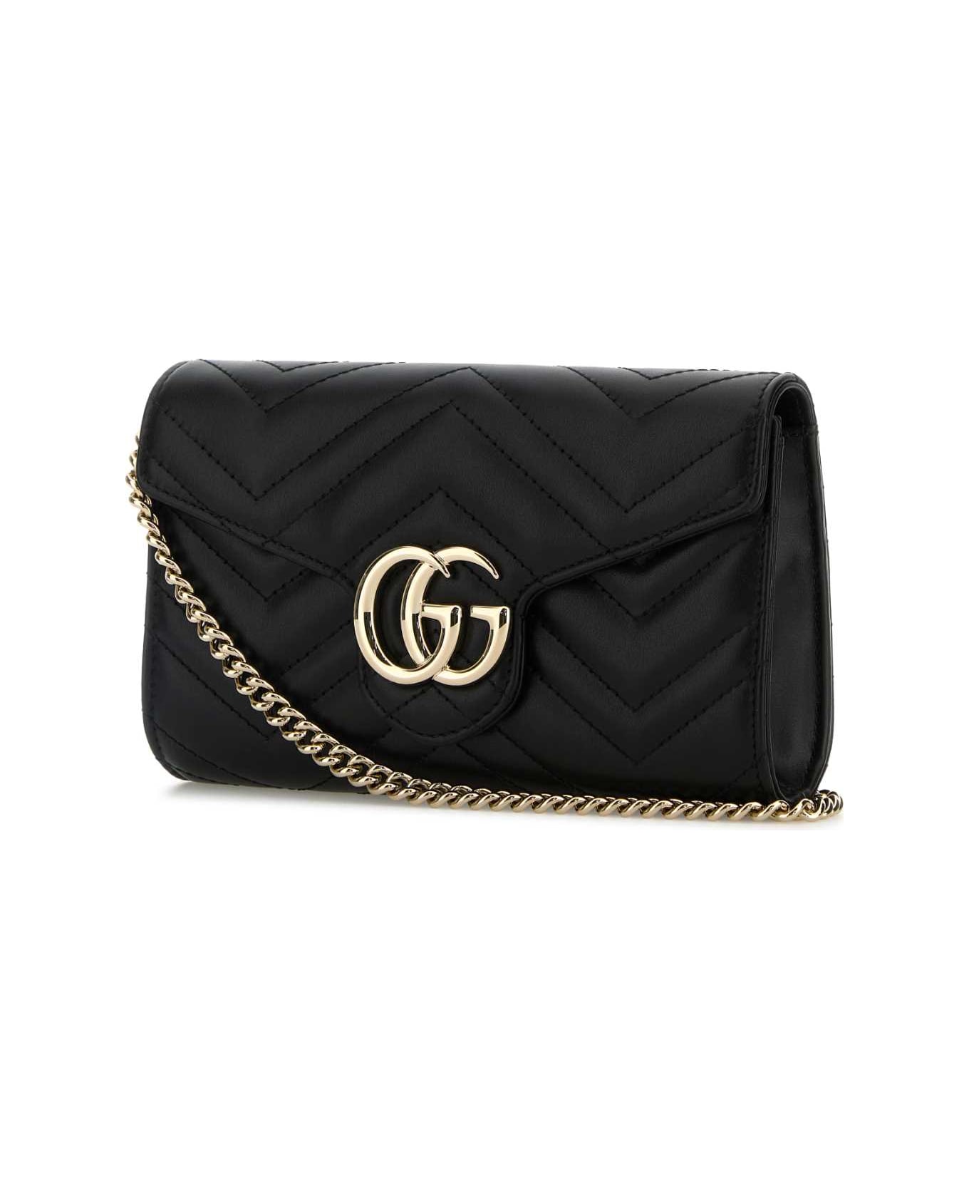 Gucci Black Leather Gg Marmont Wallet - Black