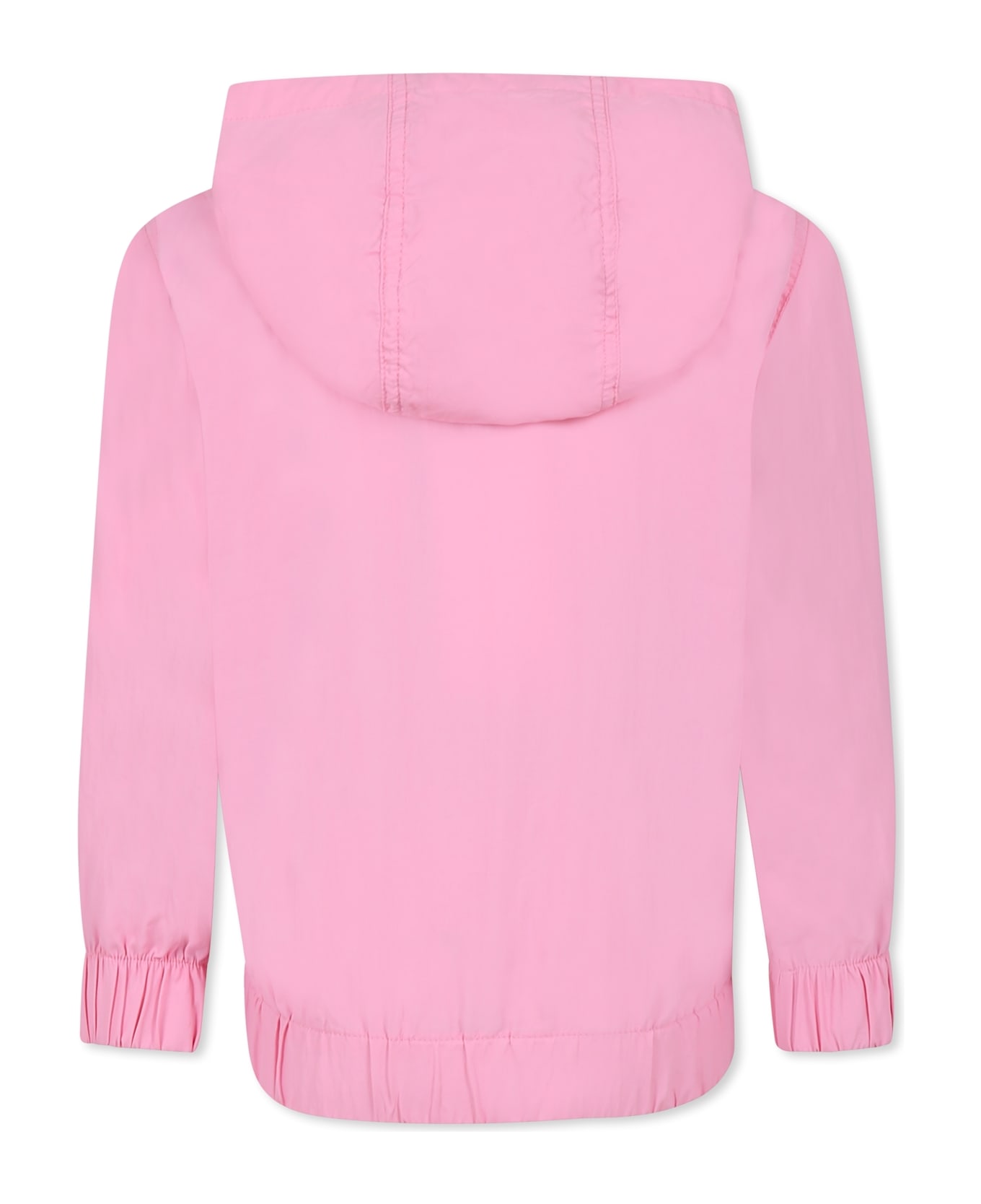Kenzo Kids Pink Windbreaker Jacket For Girl With Logo - Pink