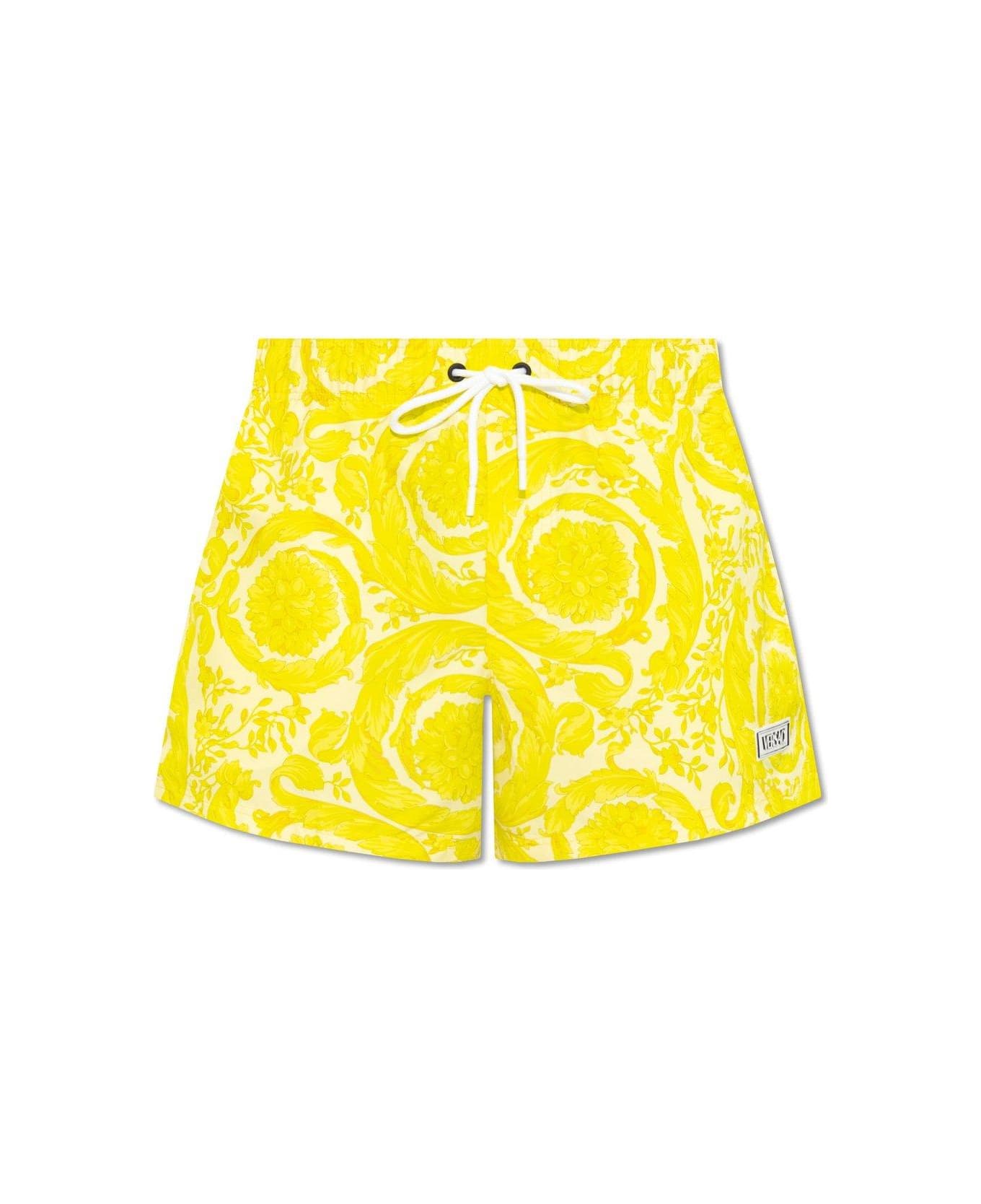 Versace Barocco-printed Drawstring Swim Shorts - Mimosa スイムトランクス
