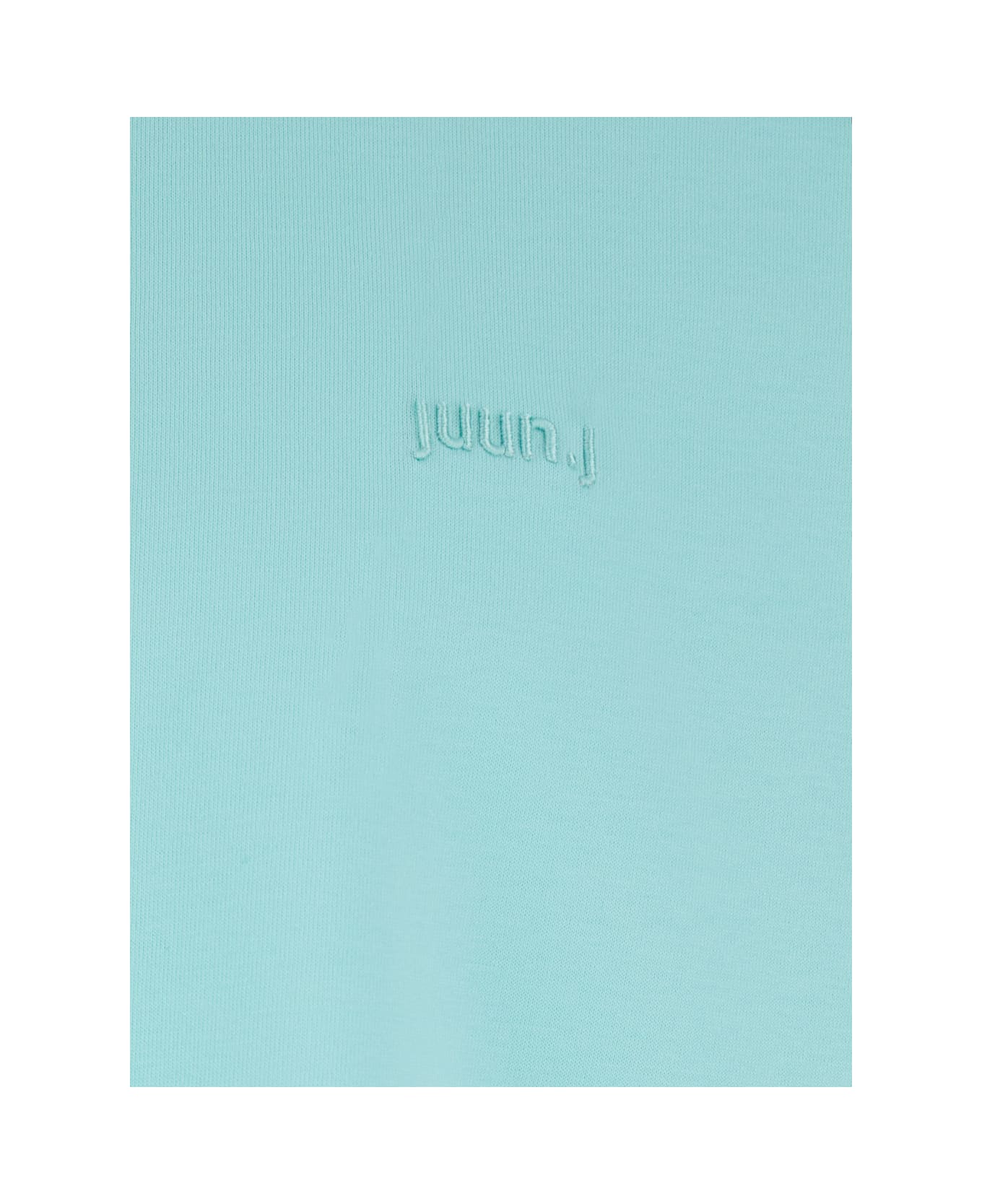 Juun.J Light Blue T-shirt With Logo Embroidered On The Front And Print On The Back In Cotton Man - Light blue