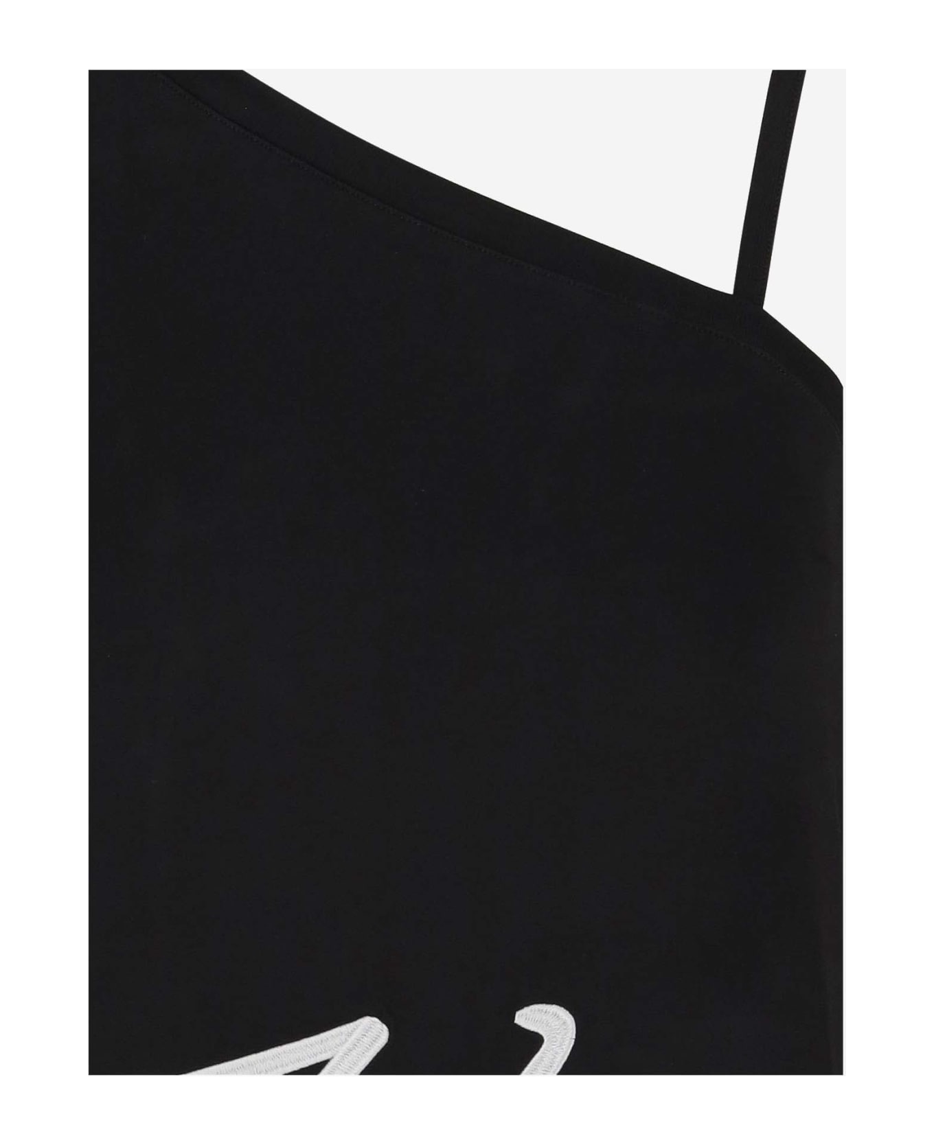 Karl Lagerfeld One-shoulder T-shirt With Logo - Black