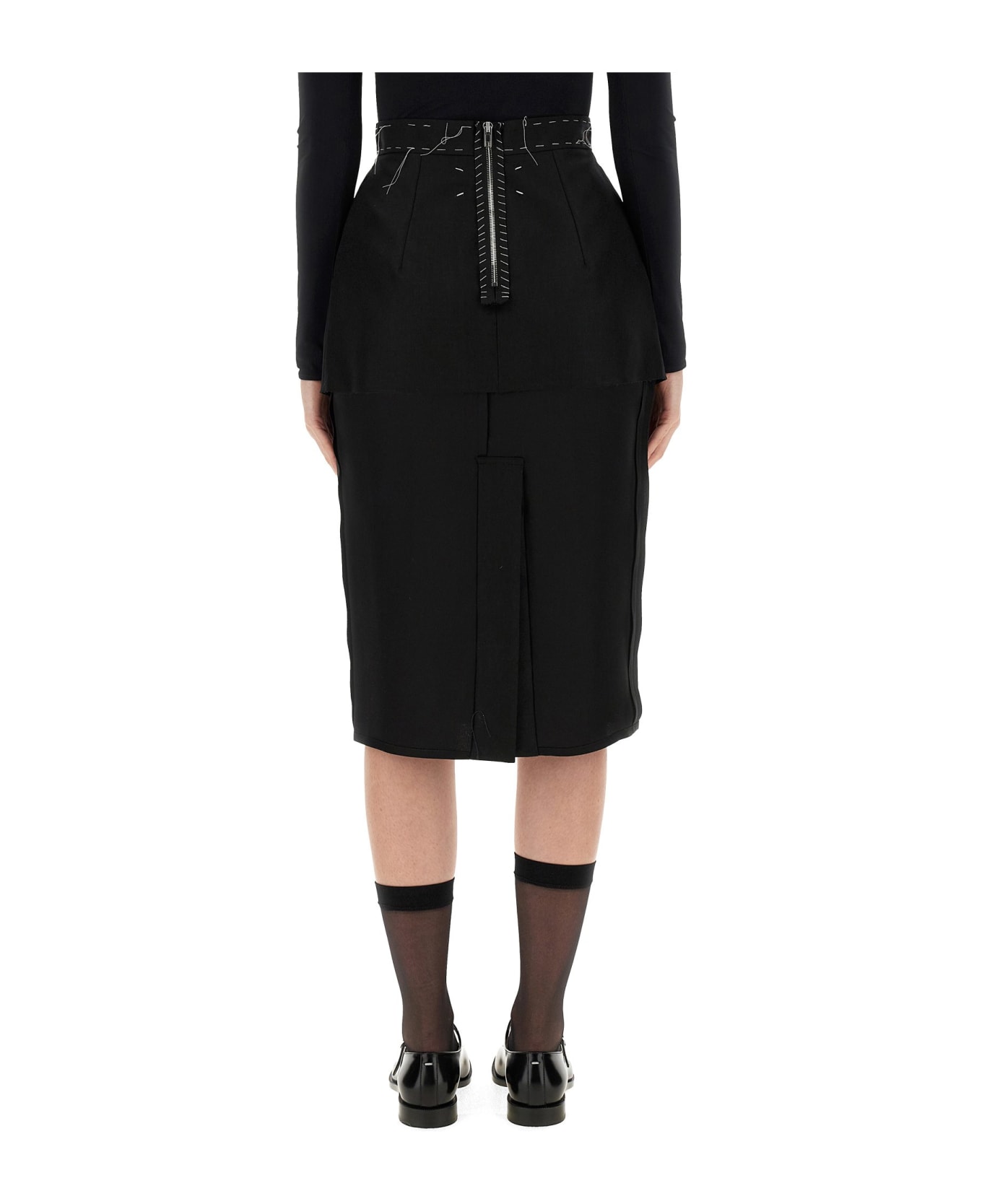 Maison Margiela Exposed Stitch Layered Skirt - Black