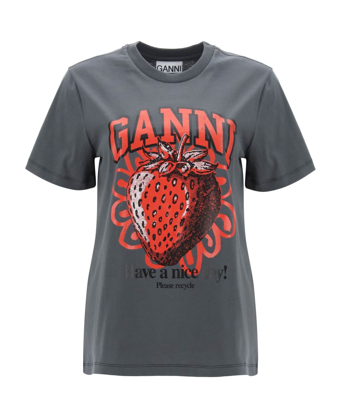 Ganni Oversized T-shirt - Volcanic Ash
