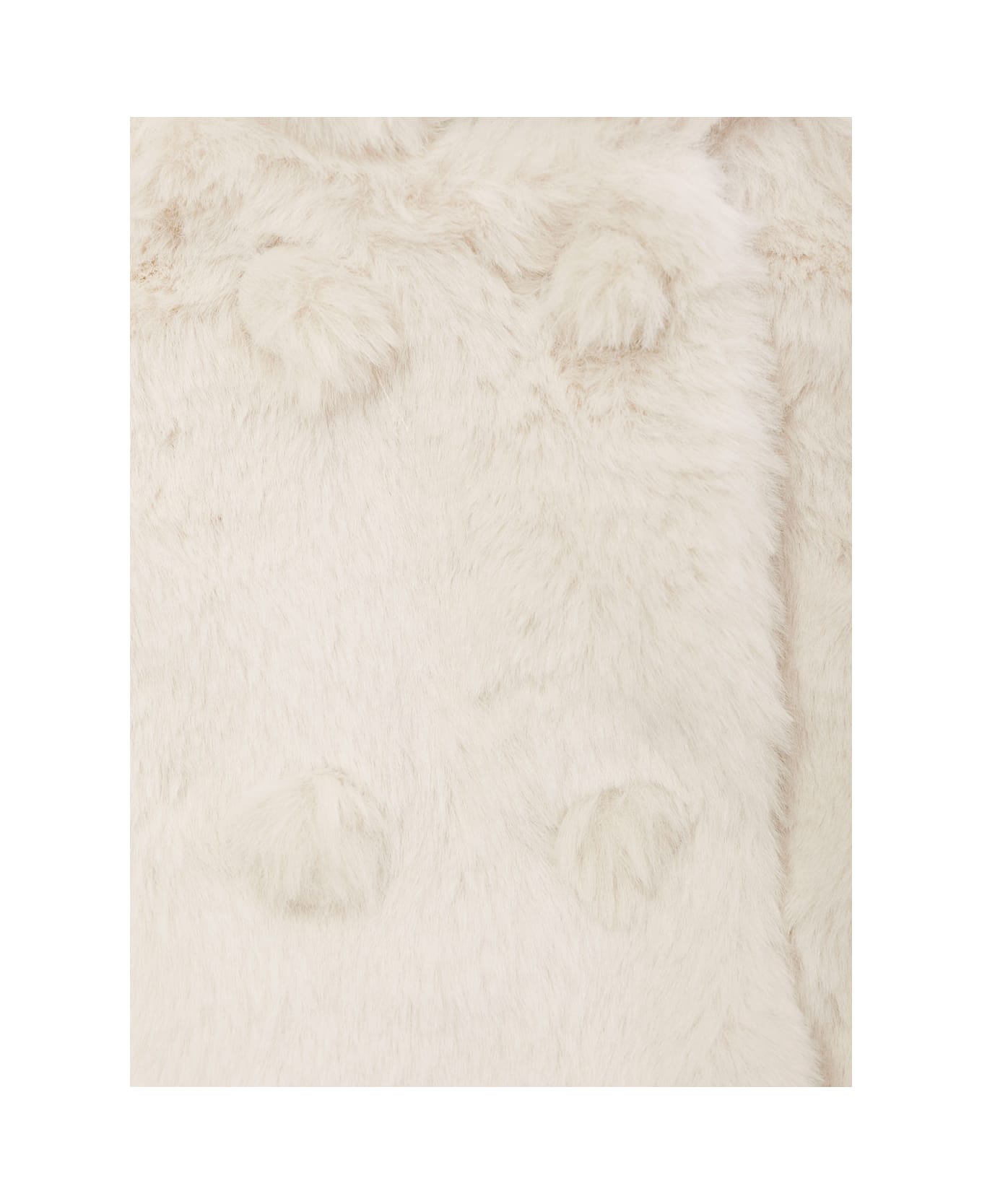 Il Gufo White Hooded Coat With Buttons In Faux Fur Baby - Naturale コート＆ジャケット