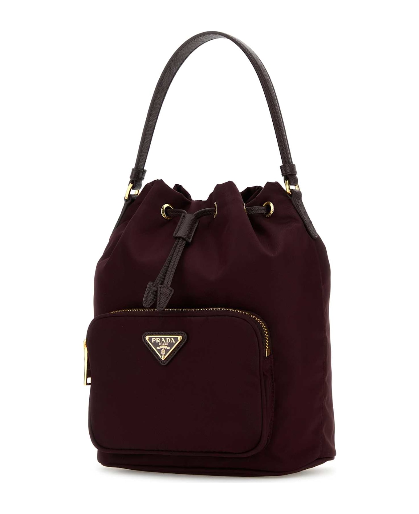 Prada Burgundy Re-nylon Duet Bucket Bag - BORDEAUX