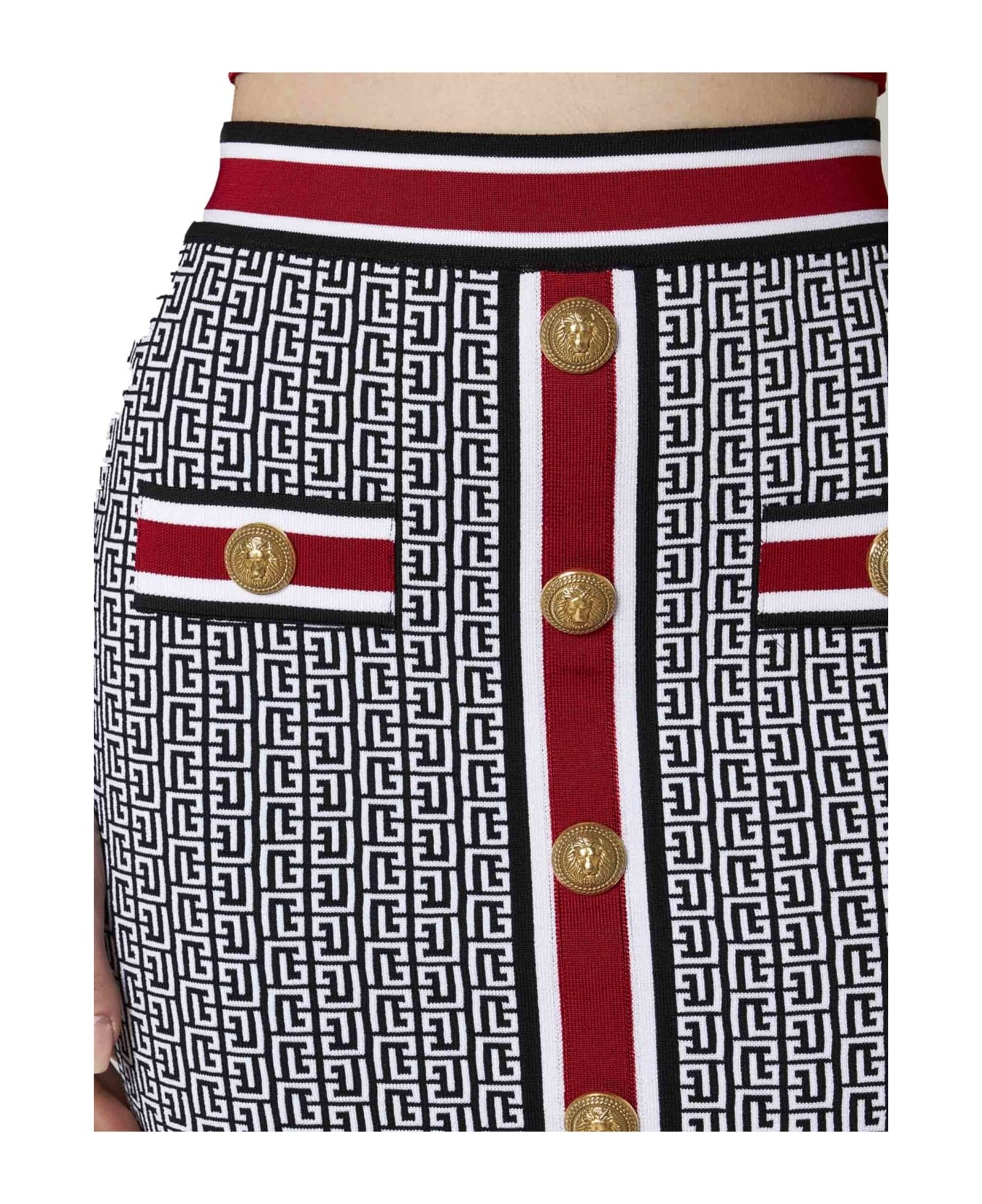 Balmain Monogram Knit Short Skirt - Black スカート