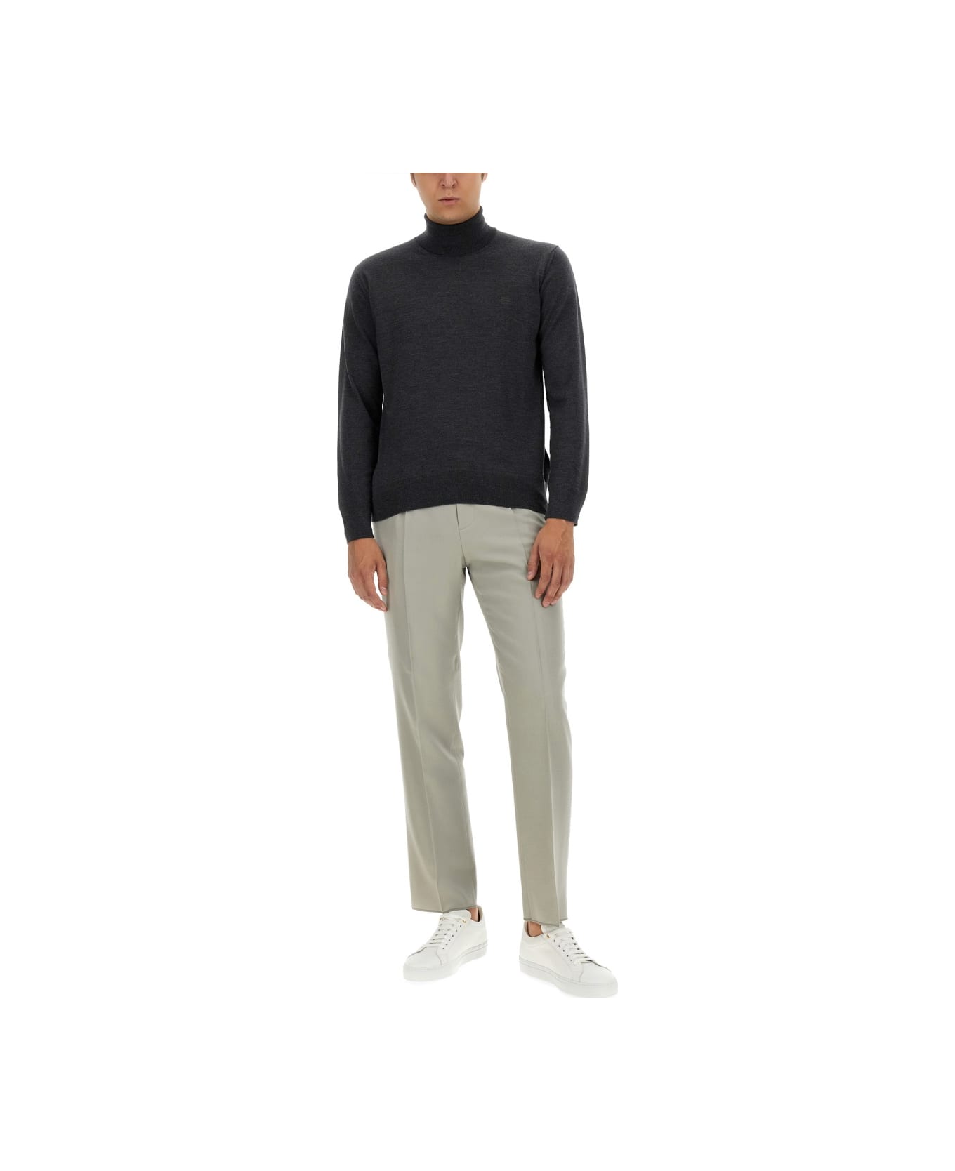 Etro Turtleneck With Embroidery - CHARCOAL