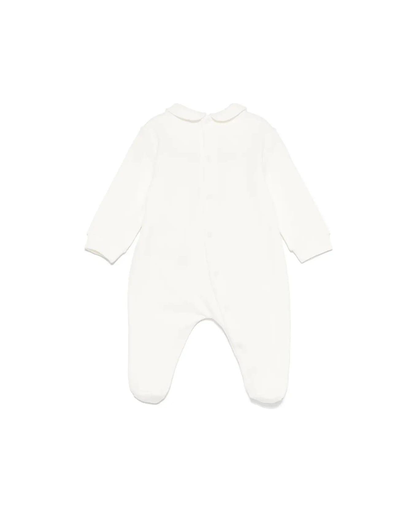 Il Gufo White Stretch Cotton Fleece Jumpsuit With Appliqué - White