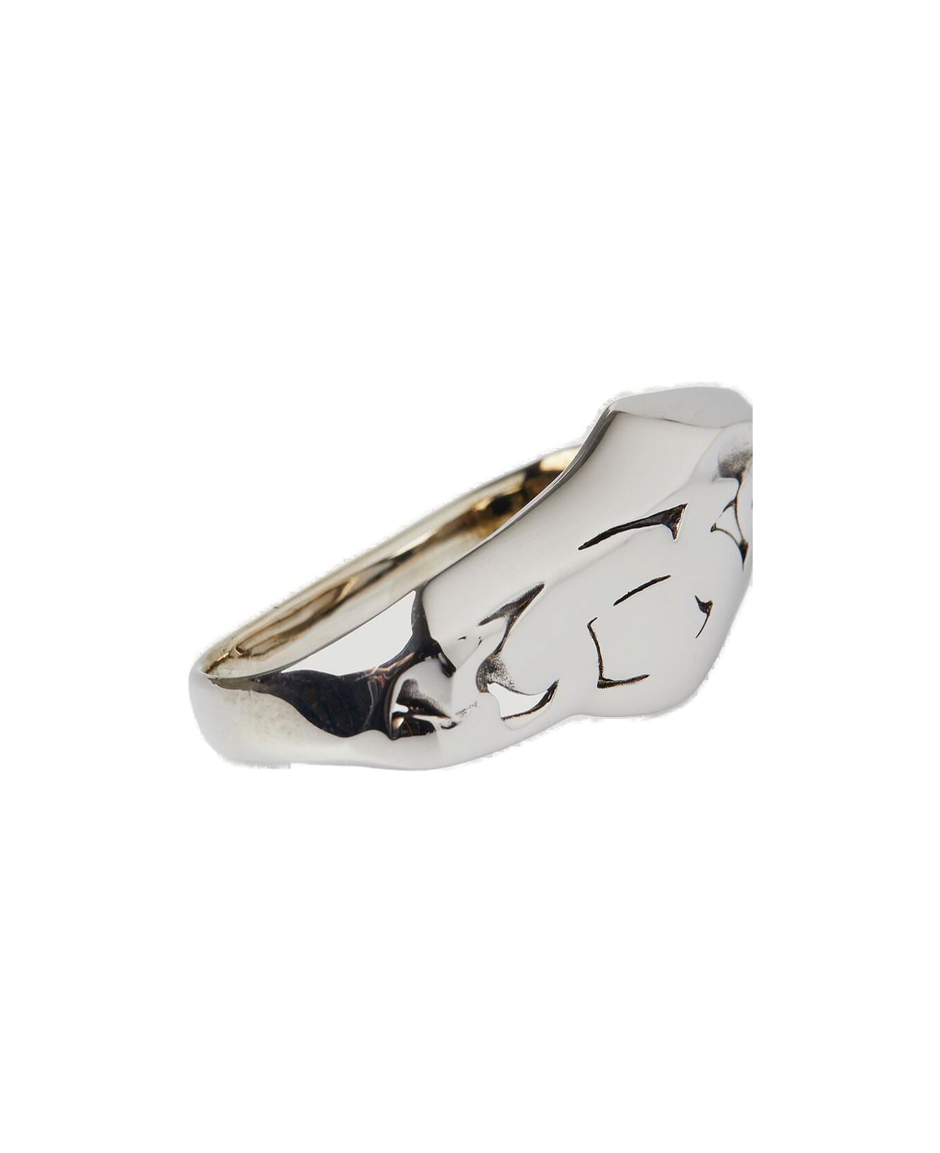Alexander McQueen Asymmetric Cut-out Detailed Ring - Silver
