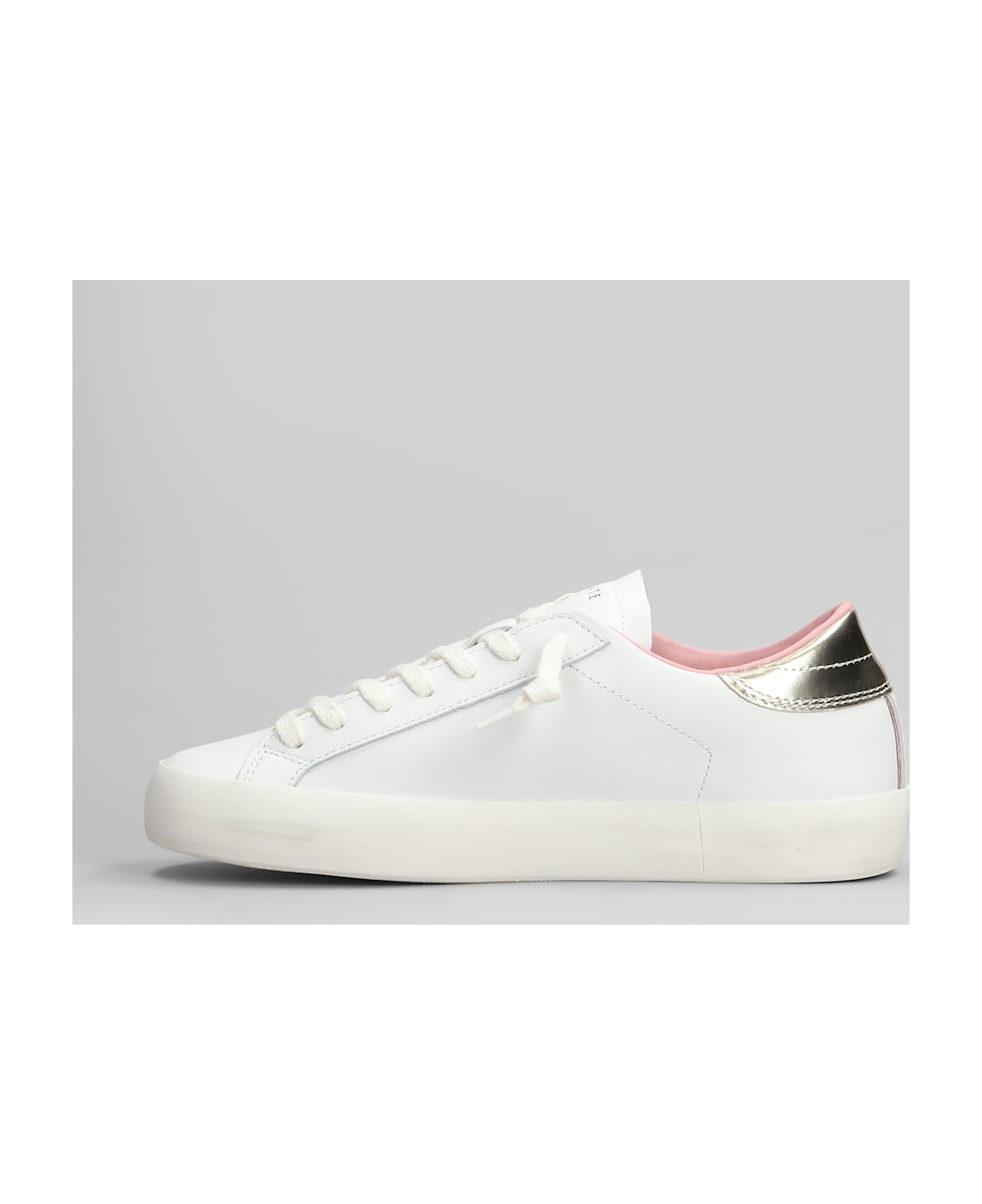 D.A.T.E. Hill Low Sneakers In White Leather - WHITE PLATINUM
