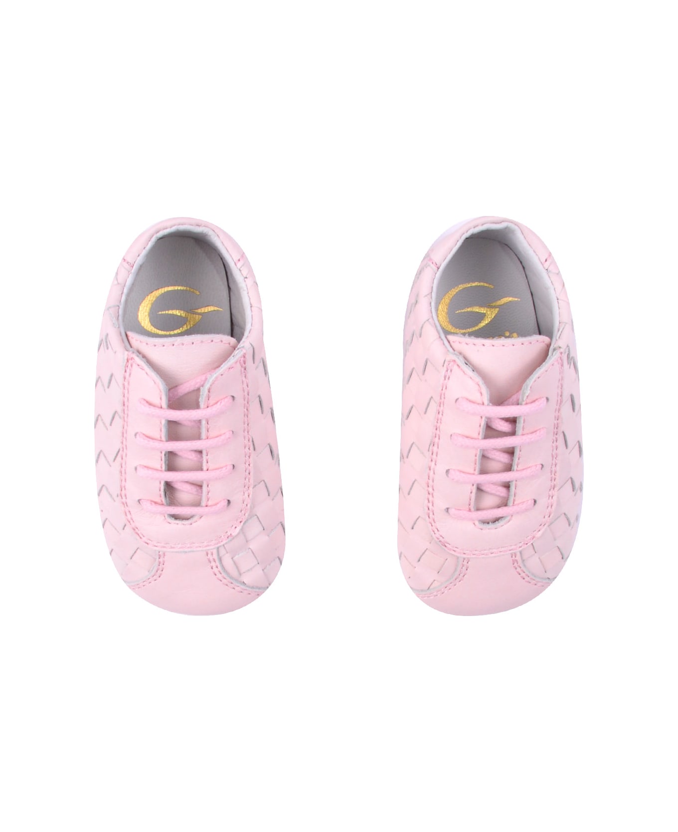 Gallucci Leather Lace-up Shoes With Woven Effect - Rose