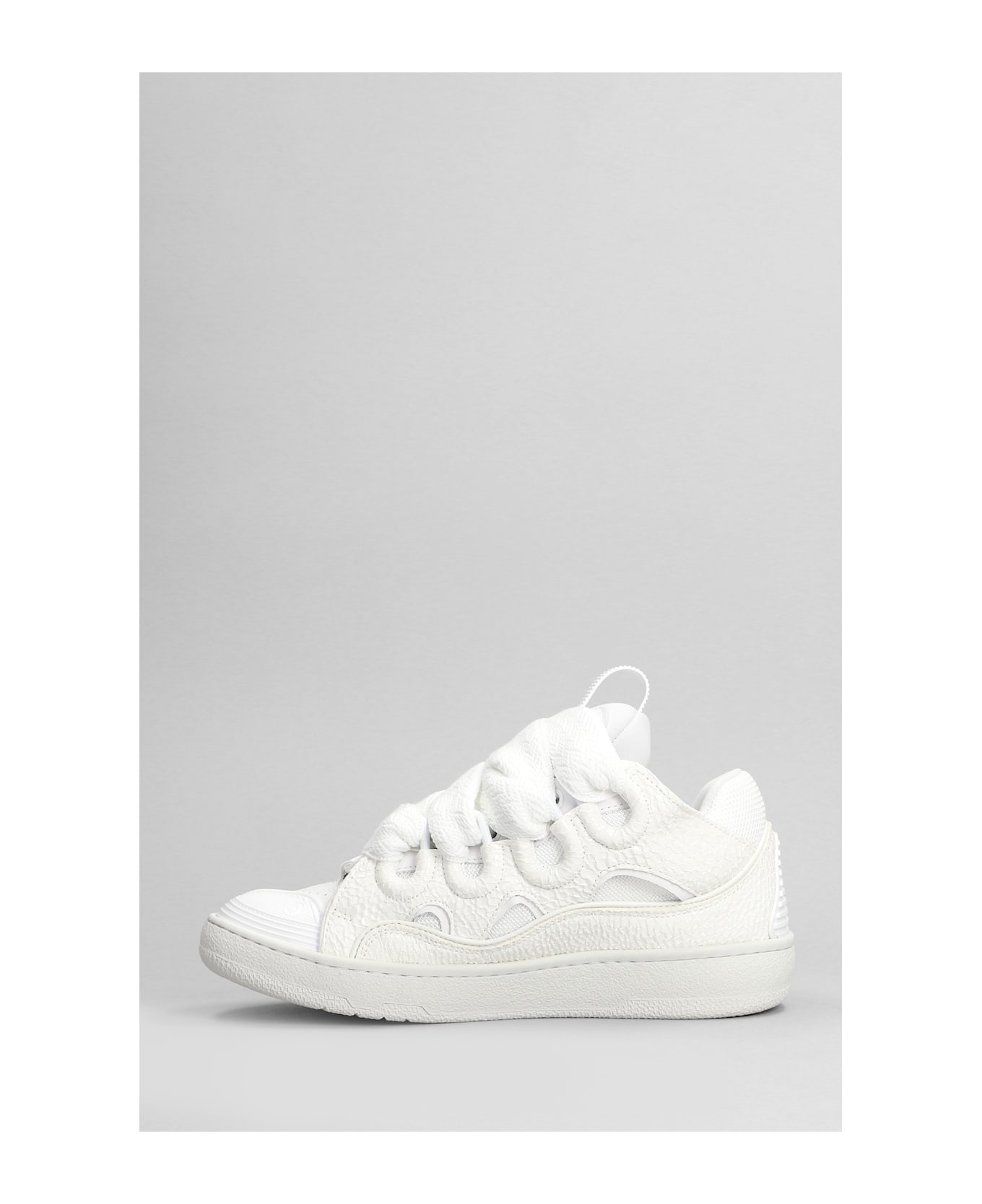 Lanvin Curb Sneakers In White Leather - white