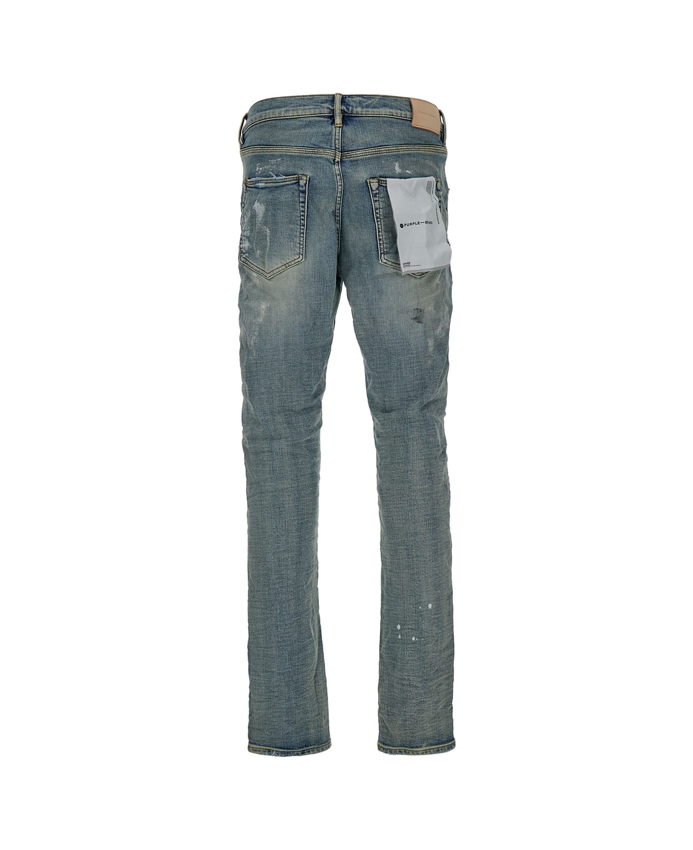 Purple Brand Light bolt Five Pockets Skinny Jeans With Paint Stains In Cotton Denim Man - Light bolt