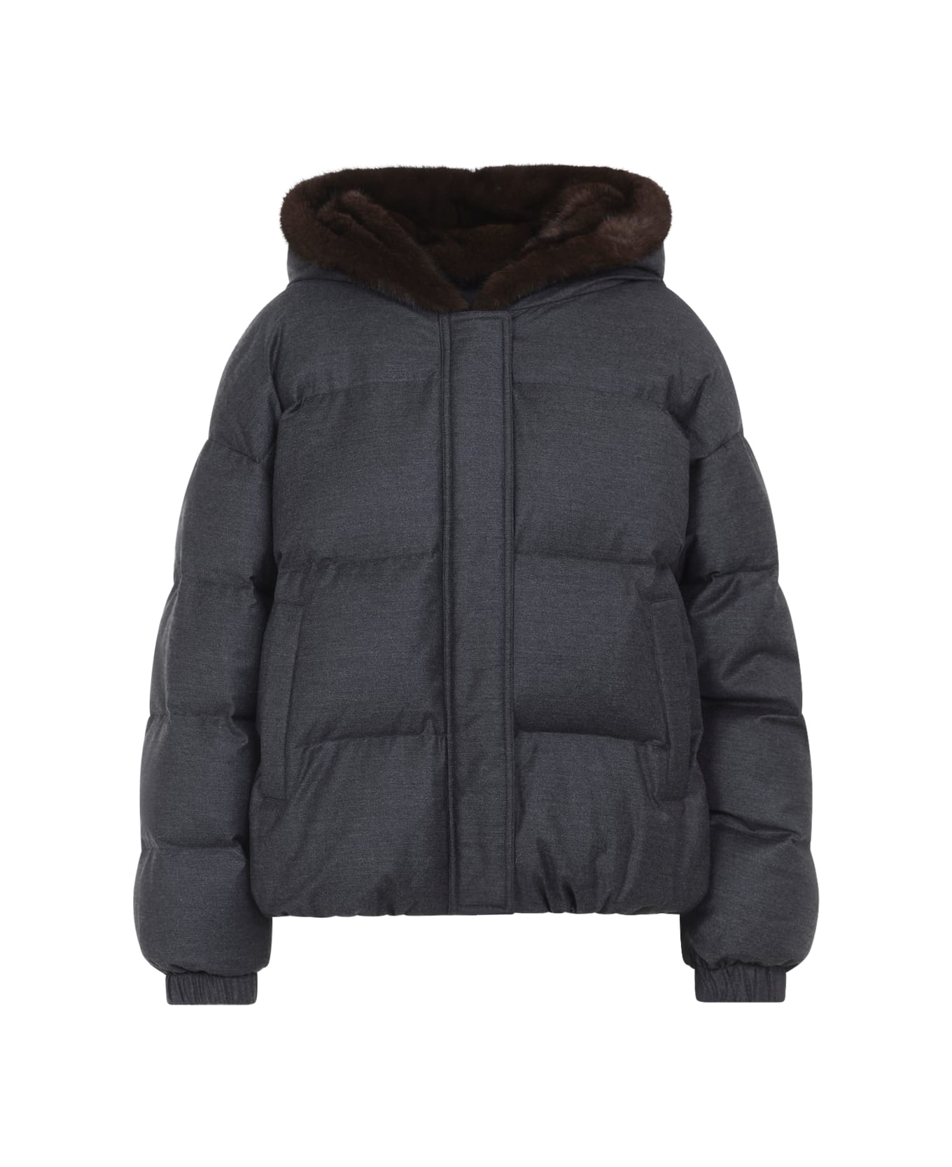 Yves Salomon Mink Down Jacket - Gris Anthracite