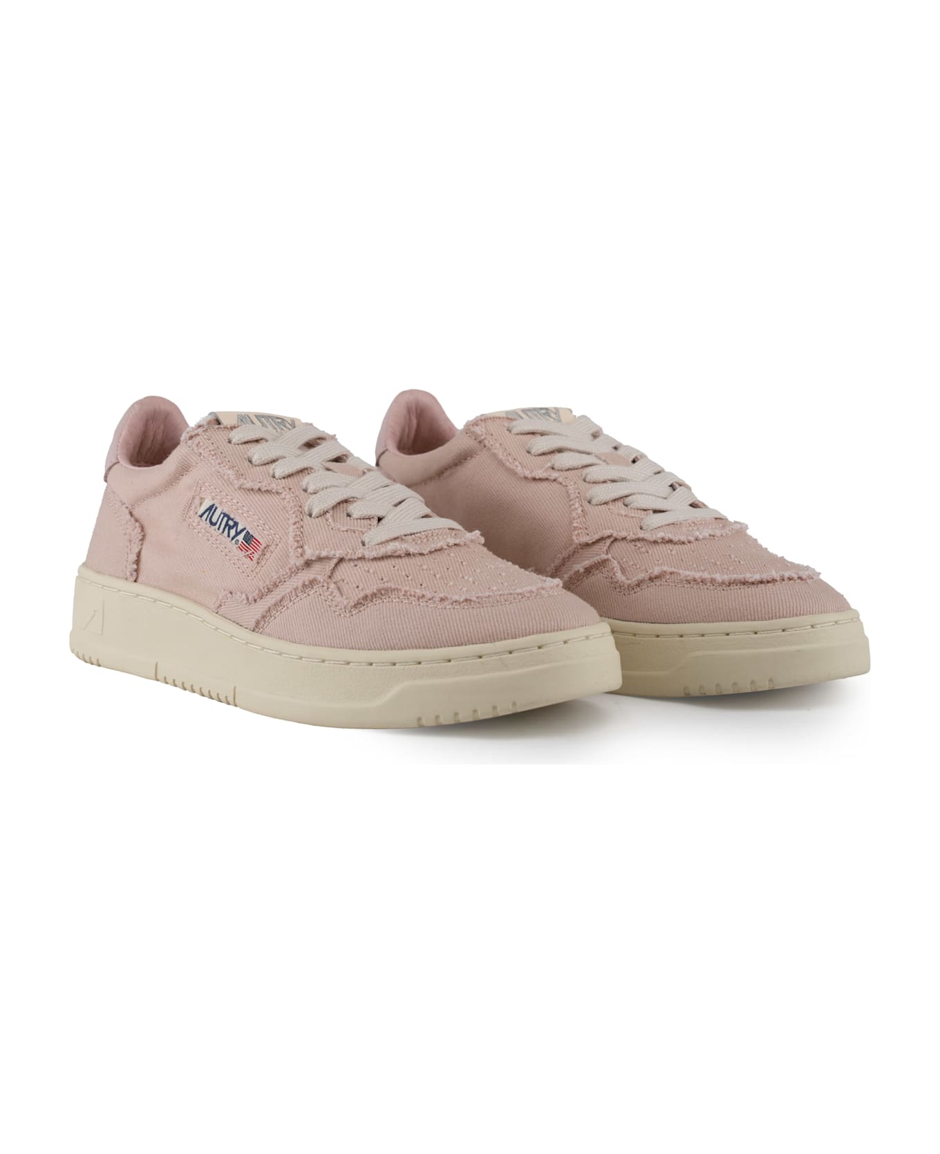 Autry Medalist Low Sneakers In Denim - Peach Whip