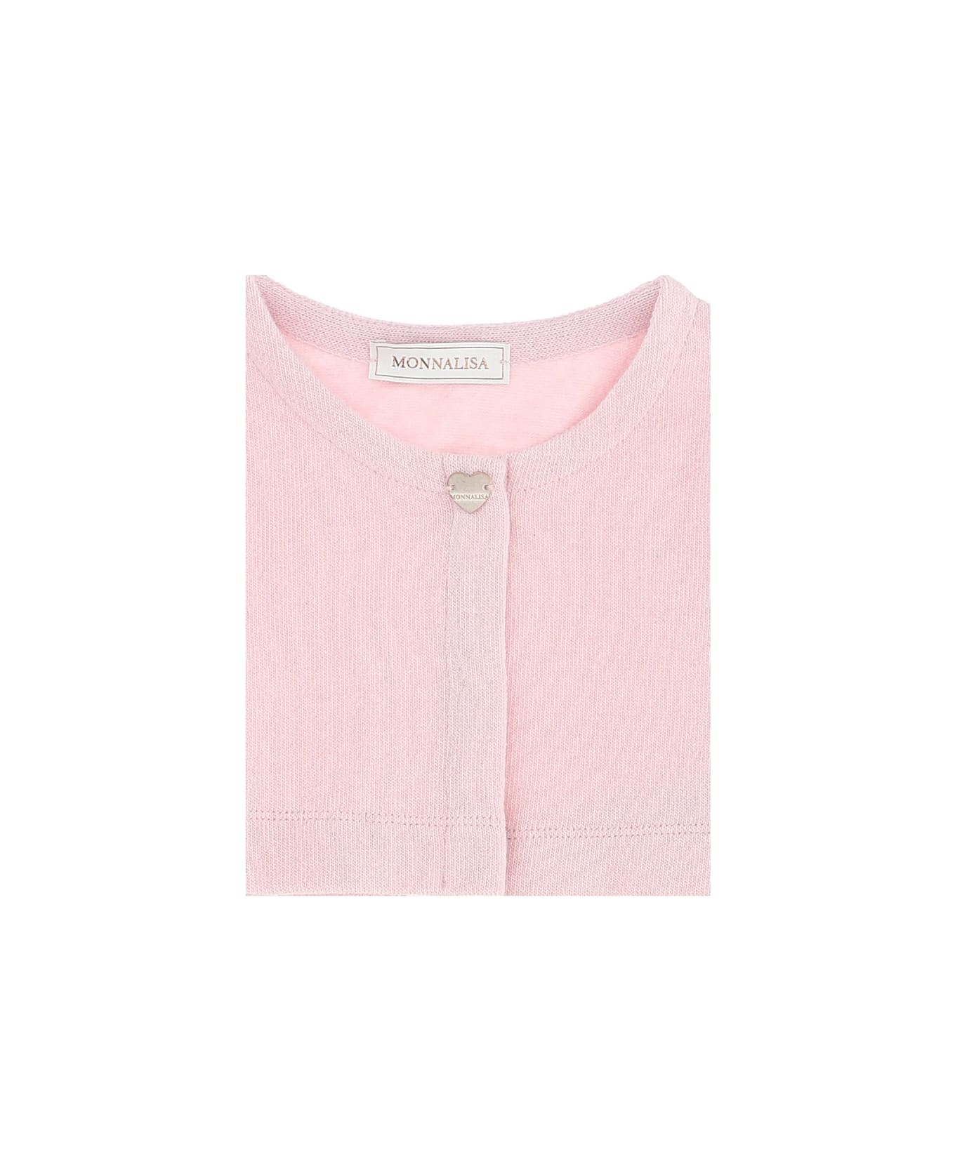 Monnalisa Pink Cotton Blend Cropped Cardigan - Pink