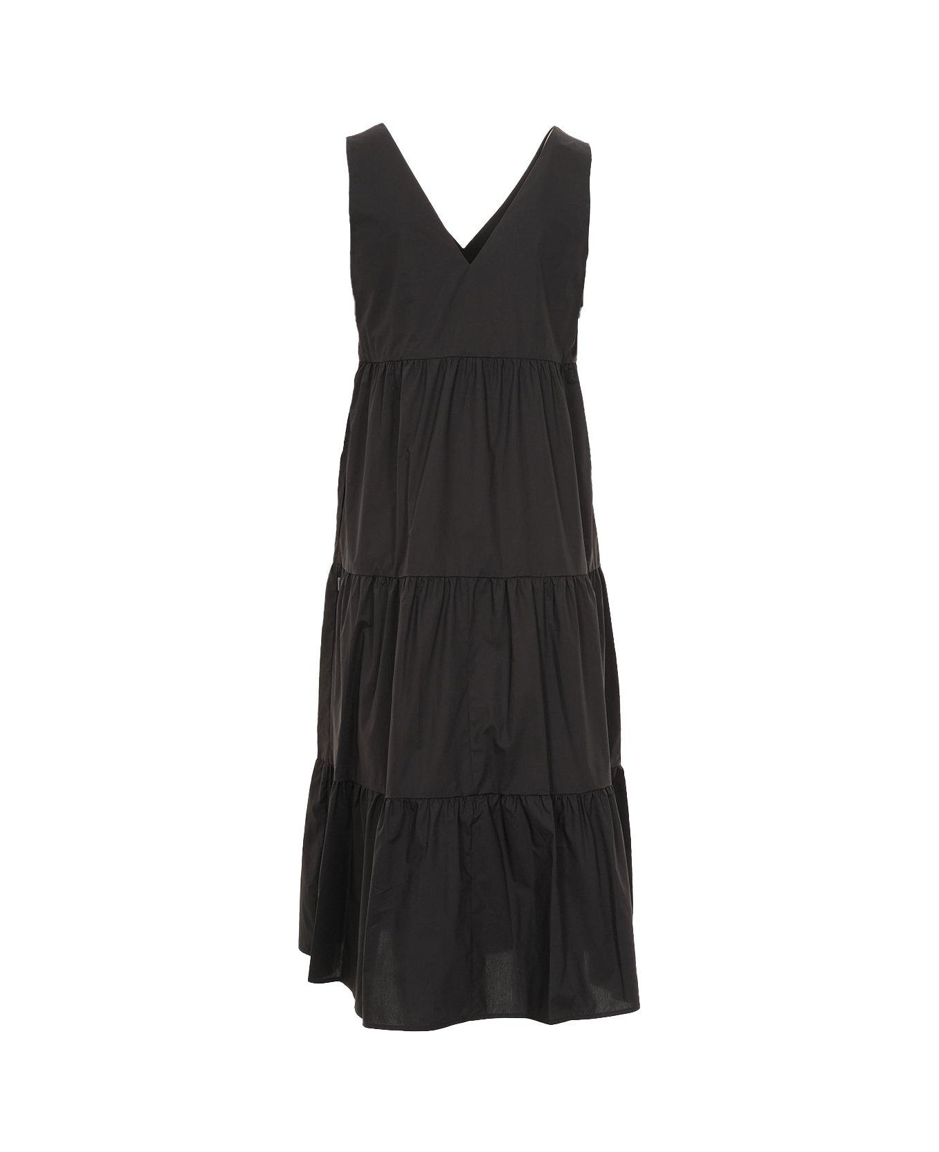 Woolrich V-neck Sleeveless Midi Dress - Black ワンピース＆ドレス