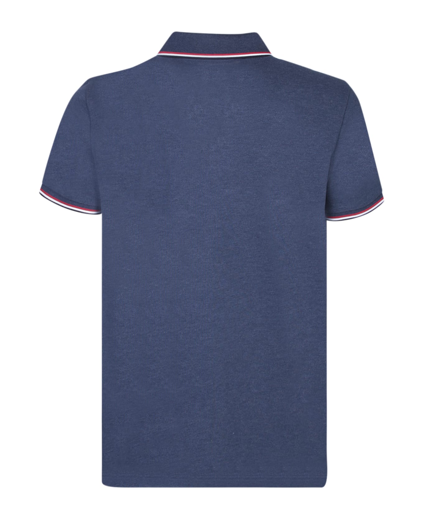 Moncler Logo Patch Blue Polo Shirt - Blue