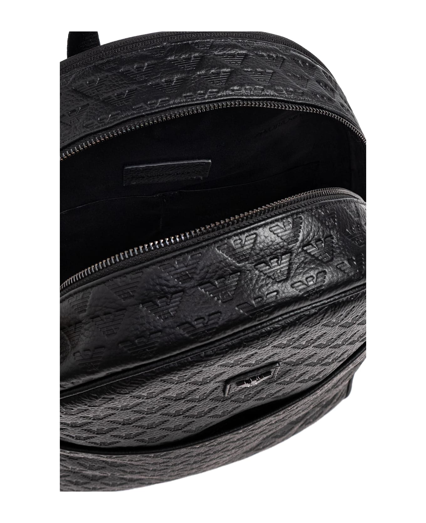 Emporio Armani Monogram Backpack - Black