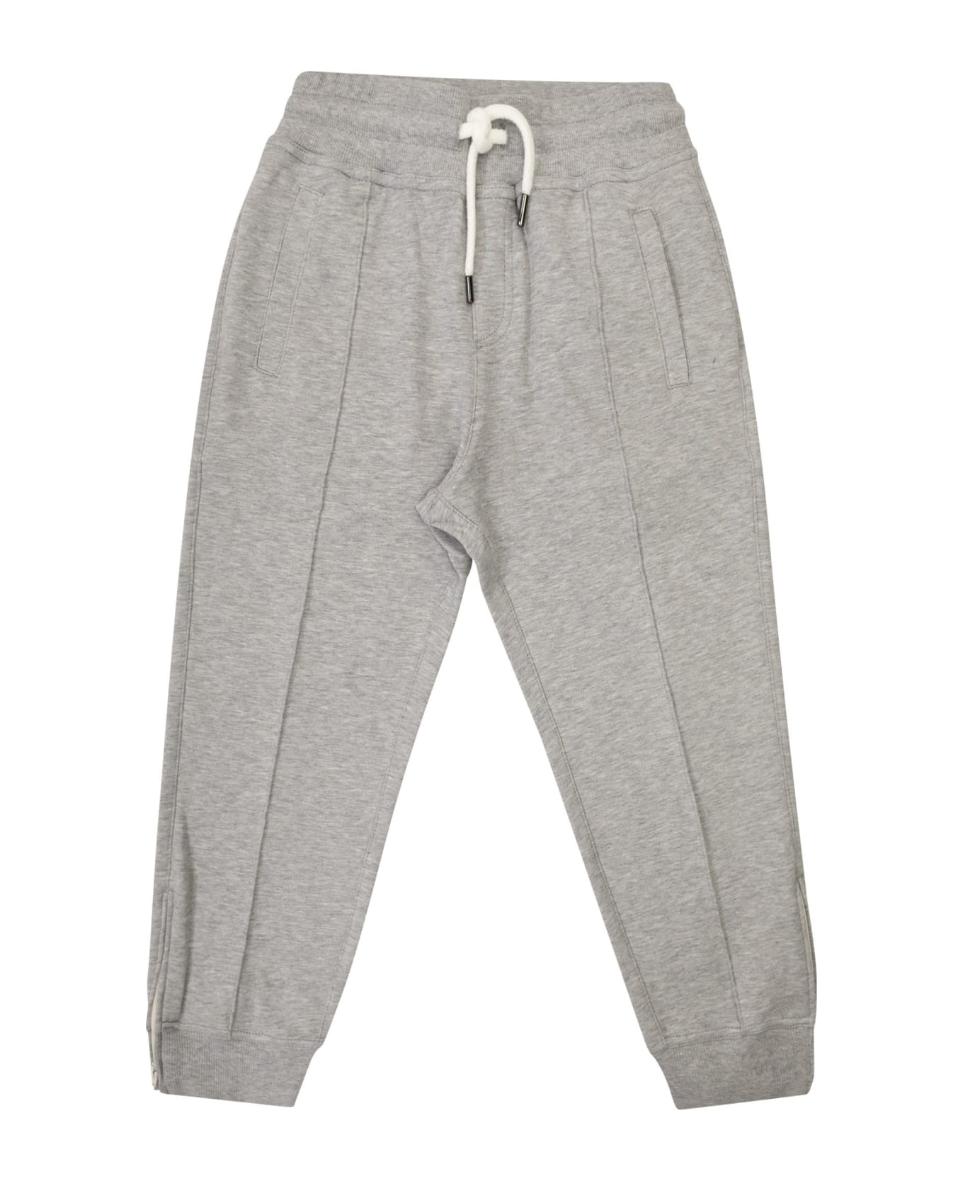 Techno Cotton Fleece Trousers With Crête And Elasticated Bottom With Zip