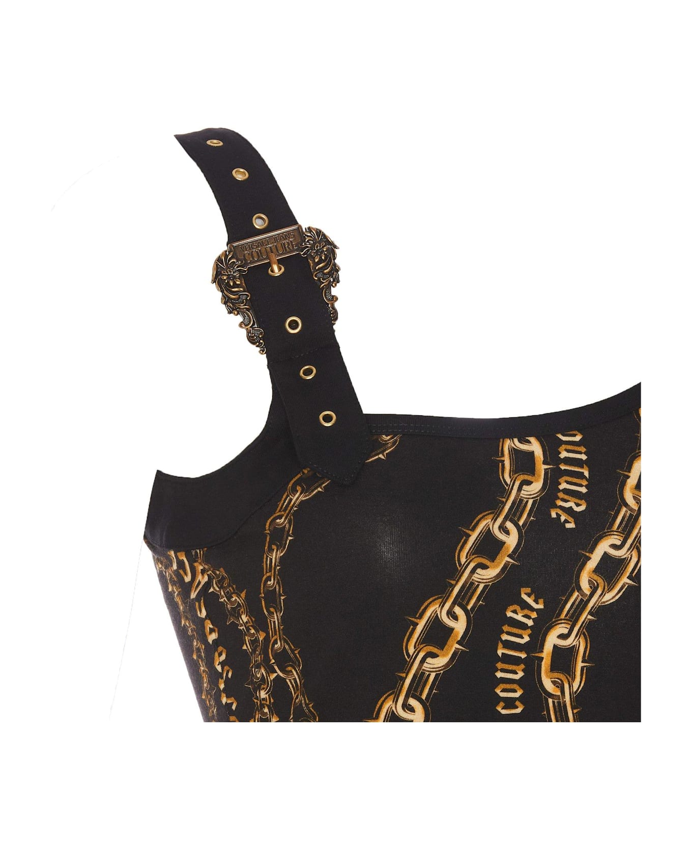 Versace Jeans Couture Chain-printed Sleeveless Top - Black