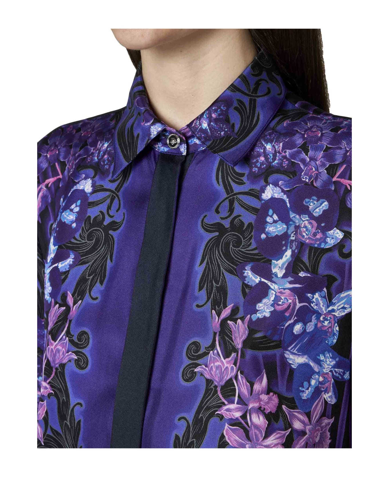 Versace Silk Printed Shirt - Black Orchid