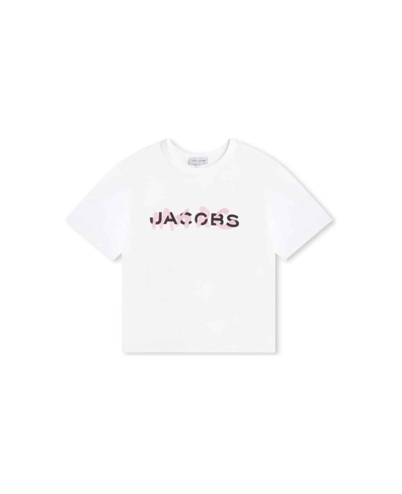 Marc Jacobs White Crewneck T-shirt With Logo Lettering Print At The Front In Cotton Girl - White Tシャツ＆ポロシャツ