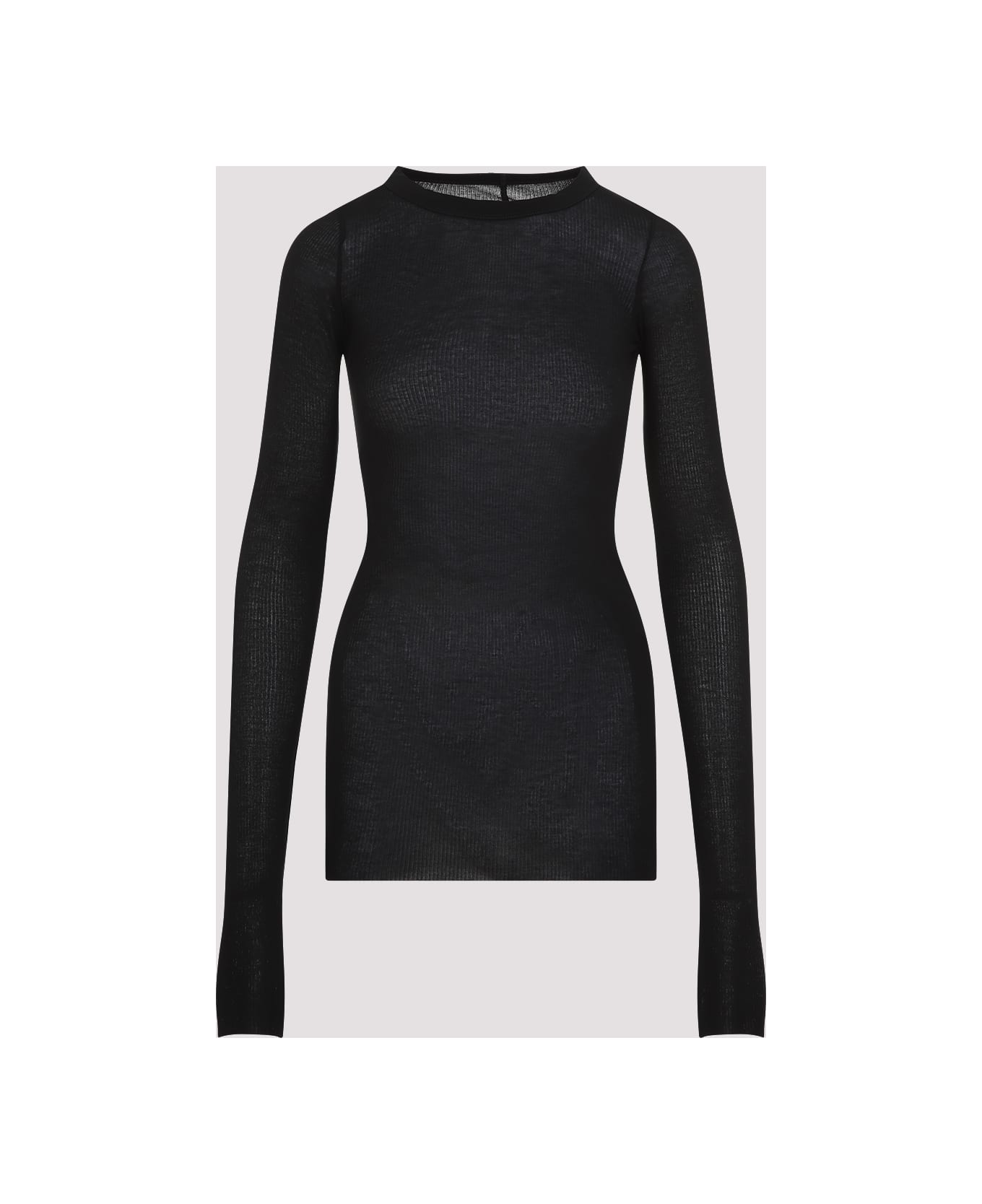 Rick Owens Rib Ls T Top - Black