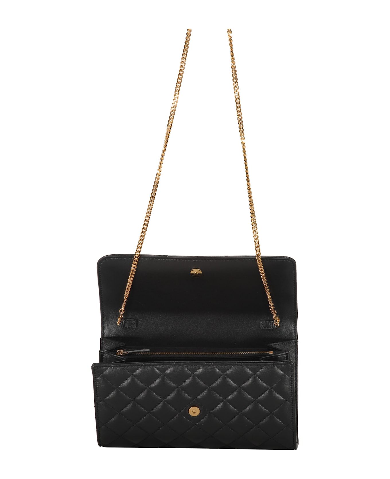 Versace Leather Clutch With Logo - black