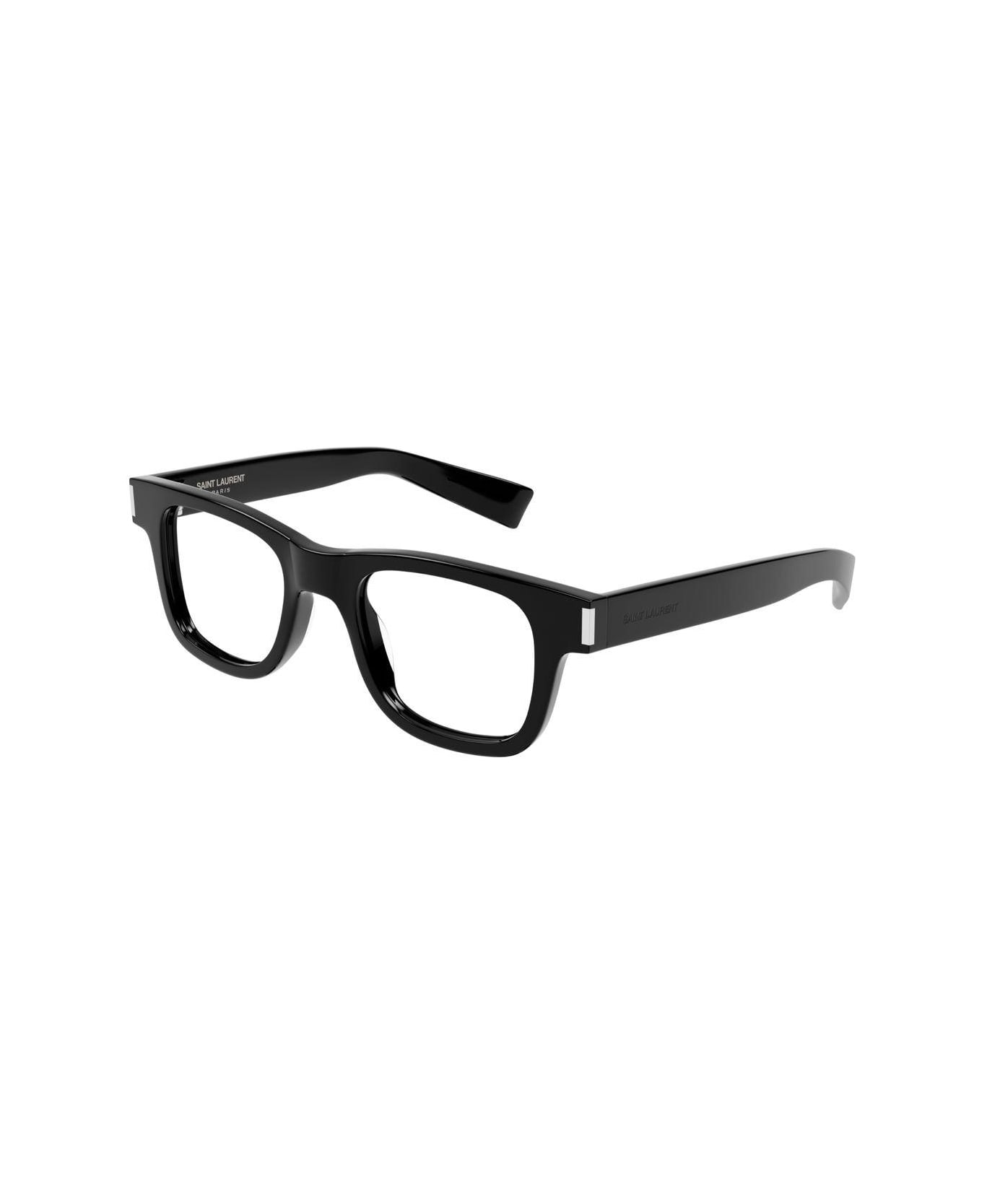 Saint Laurent Eyewear Square Frame Glasses - 005 black black transpare