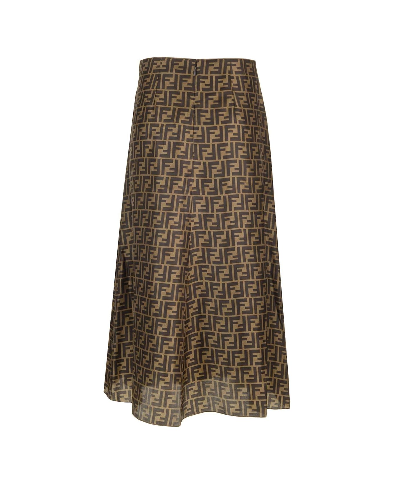 Fendi Brown Ff Twill Skirt - Brown