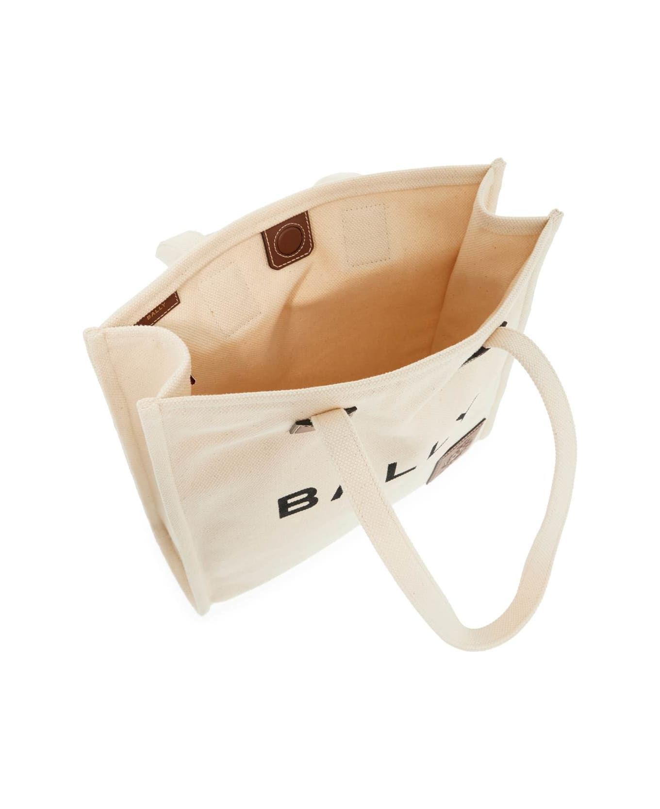 Bally Akelei Canvas Tote Bag With - NATURAL/CUERO+ORO