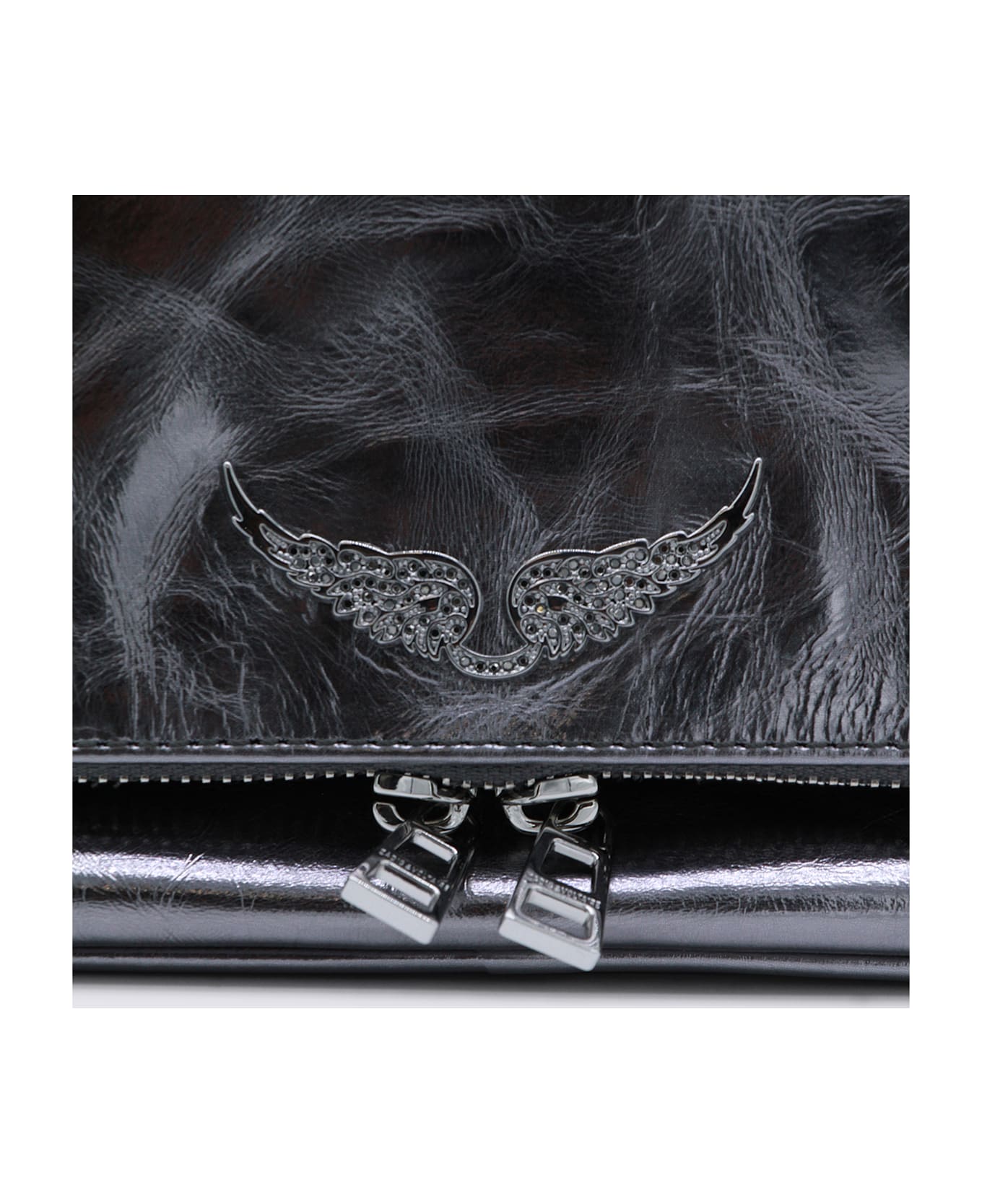 Zadig & Voltaire Silver Leather Rock Vintage Metal Shoulder Bag - Grey