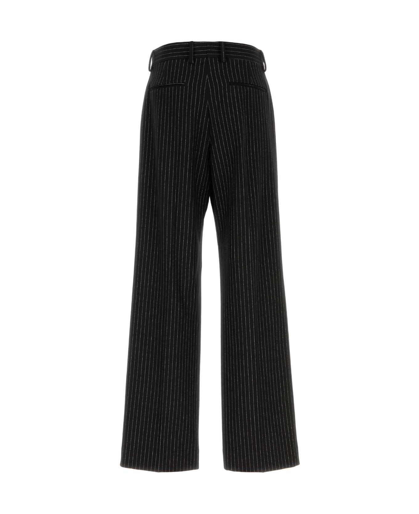 Valentino Garavani Embroidered Wool Blend Pant - NEROBIANCO