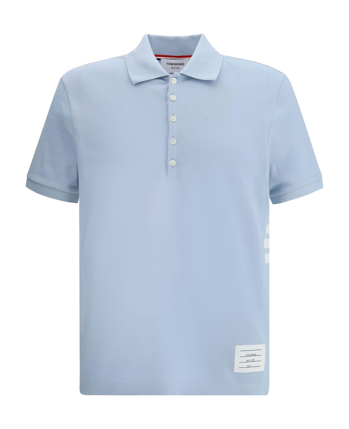 Thom Browne Polo Shirt In Light Blue Cotton - Light Blue