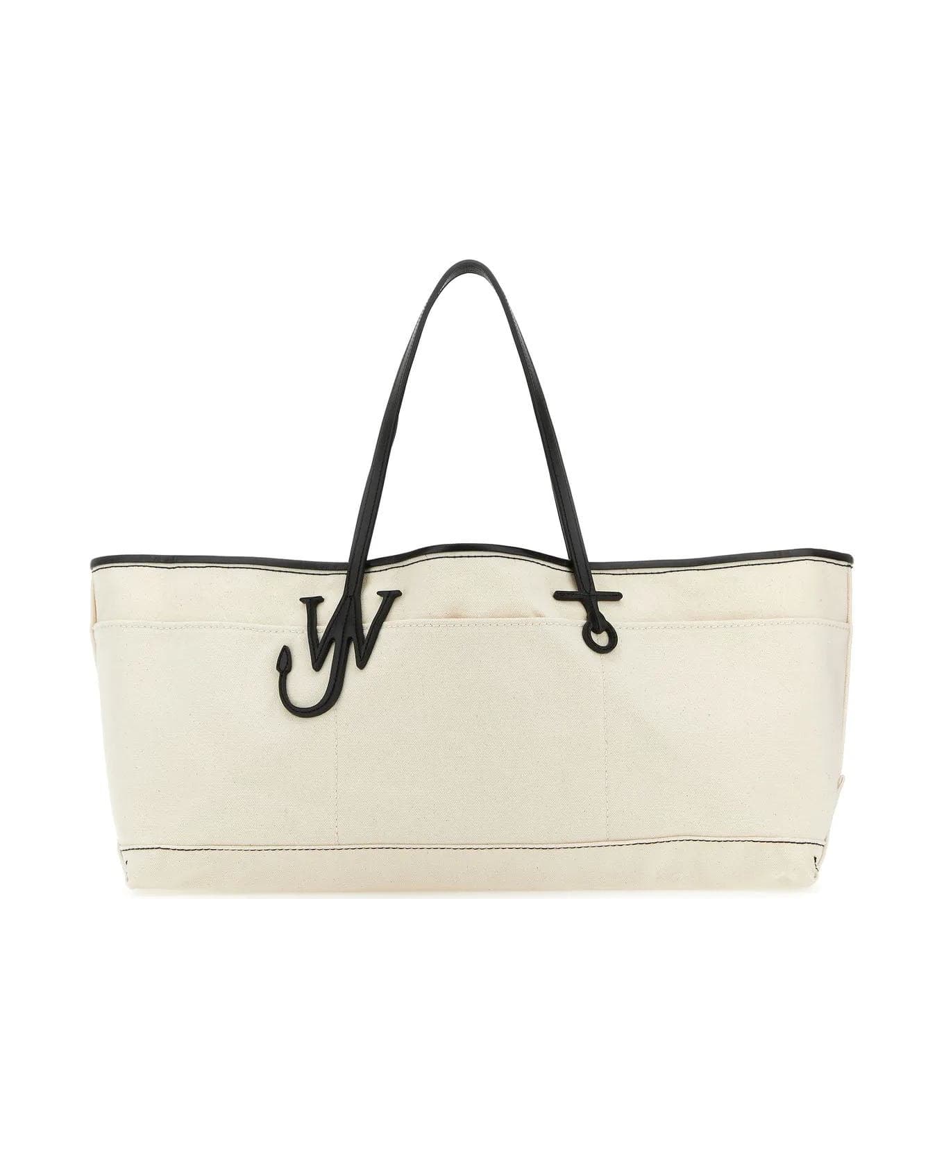 J.W. Anderson Ivory Canvas Anchor Shopping Bag - WHITE/BLACK