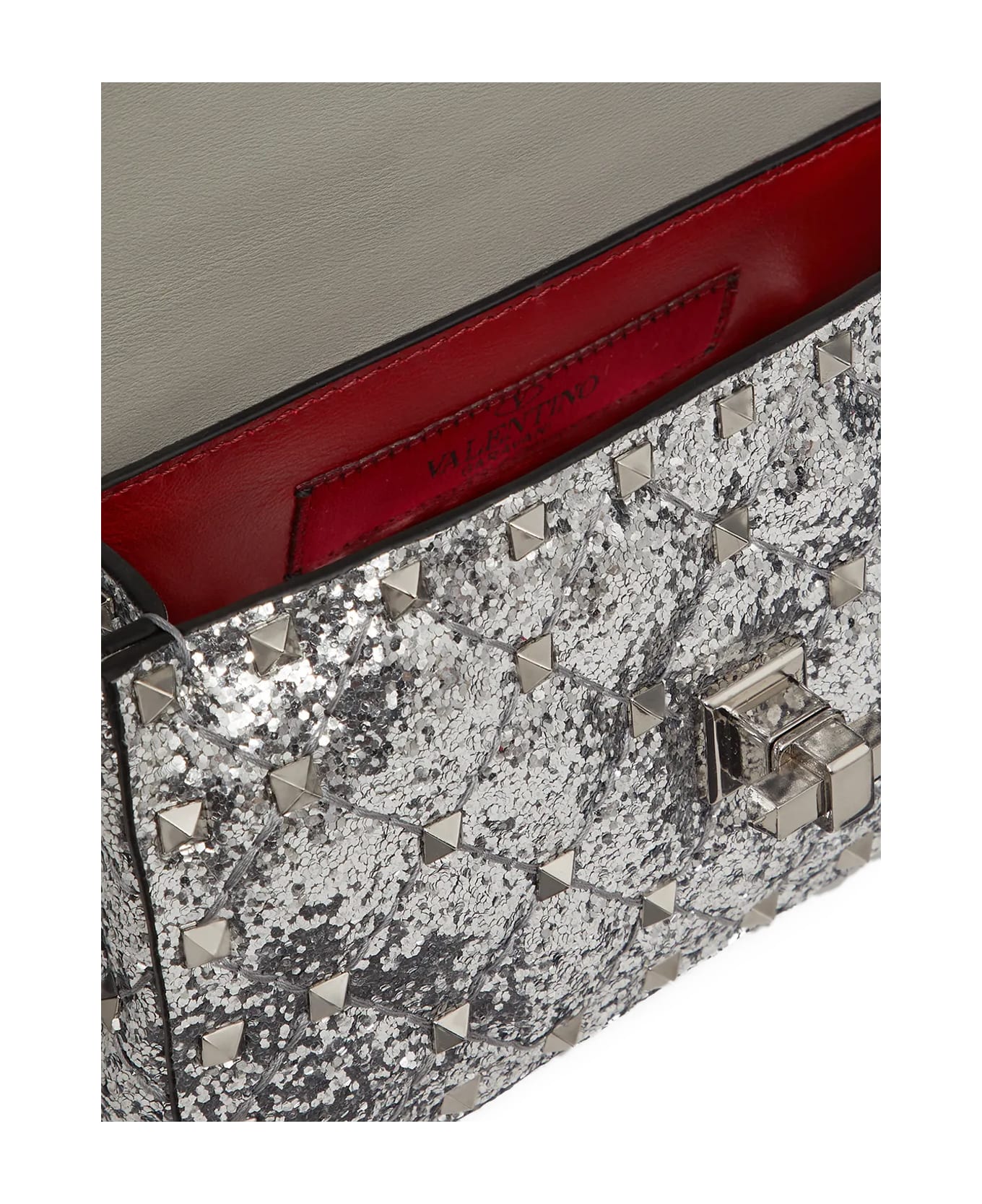 Valentino Garavani Mini Rockstud Glitter Bag - Argento