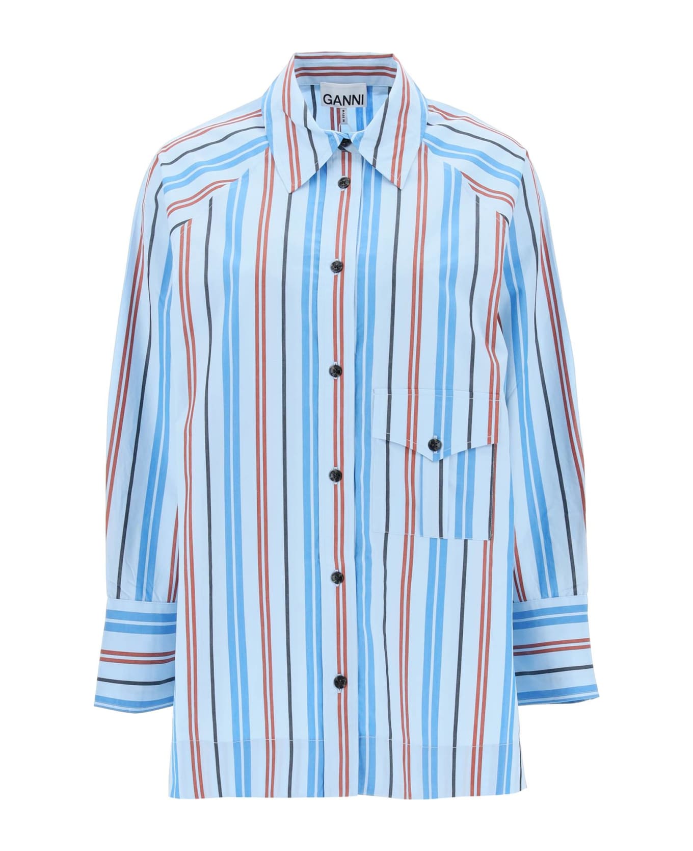 Ganni Oversized Striped Shirt - BRILLIANT BLUE (Light blue)
