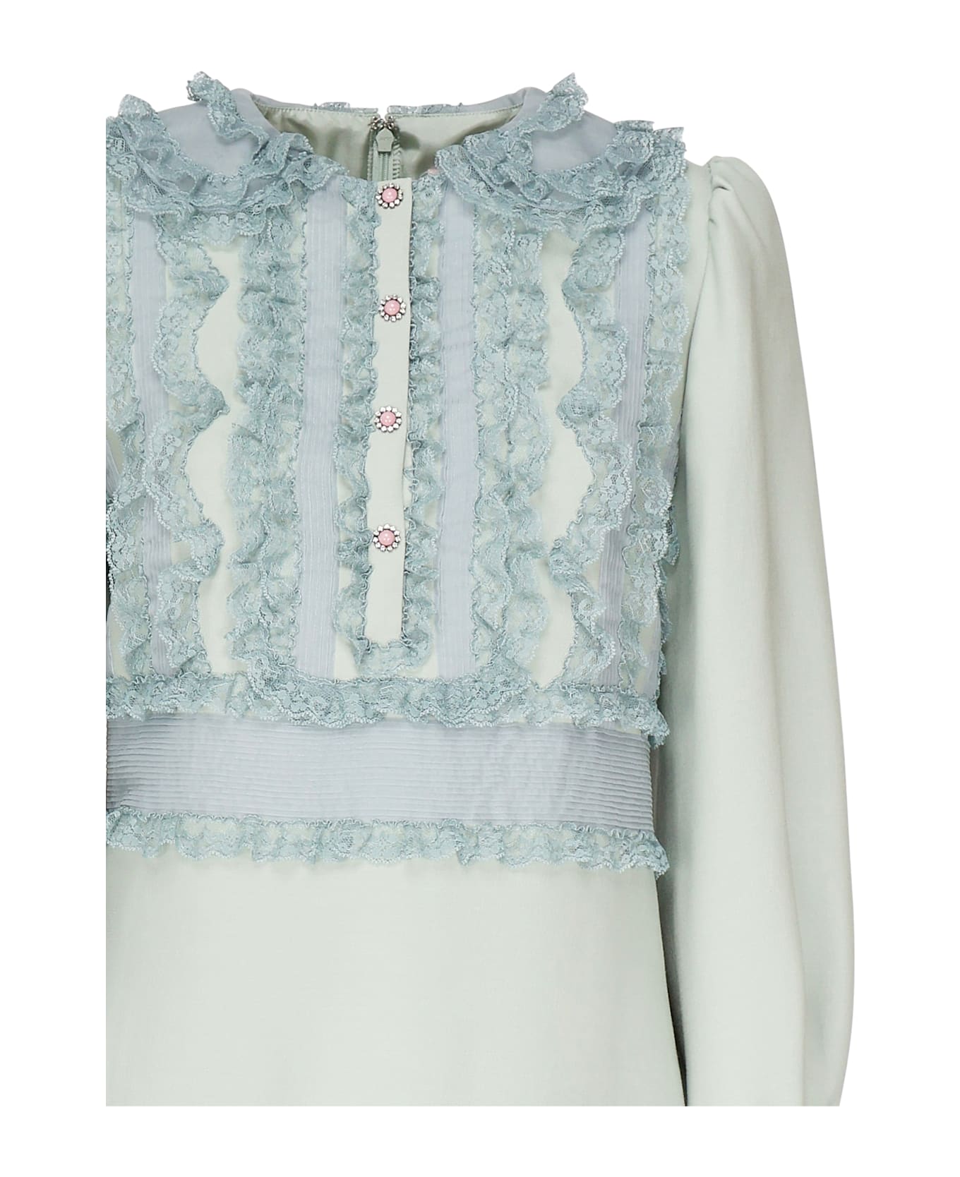 Valentino Garavani Embroidered Crepe Couture Short Dress - Blue