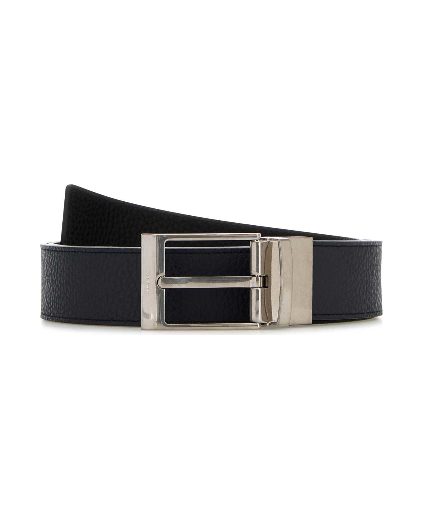 Bally Midnight Blue Leather Reversible Belt - MIDNIGHTBLACKPALL ベルト